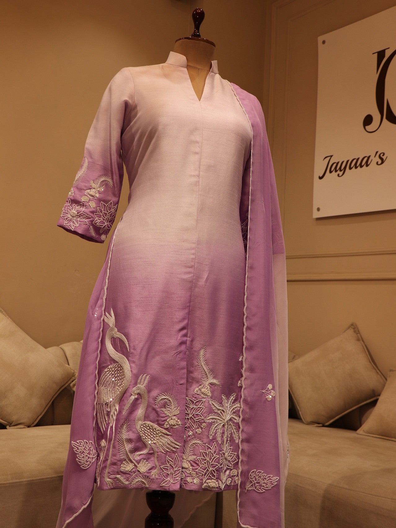 Lavander Lilac shaded kurta pants dupatta