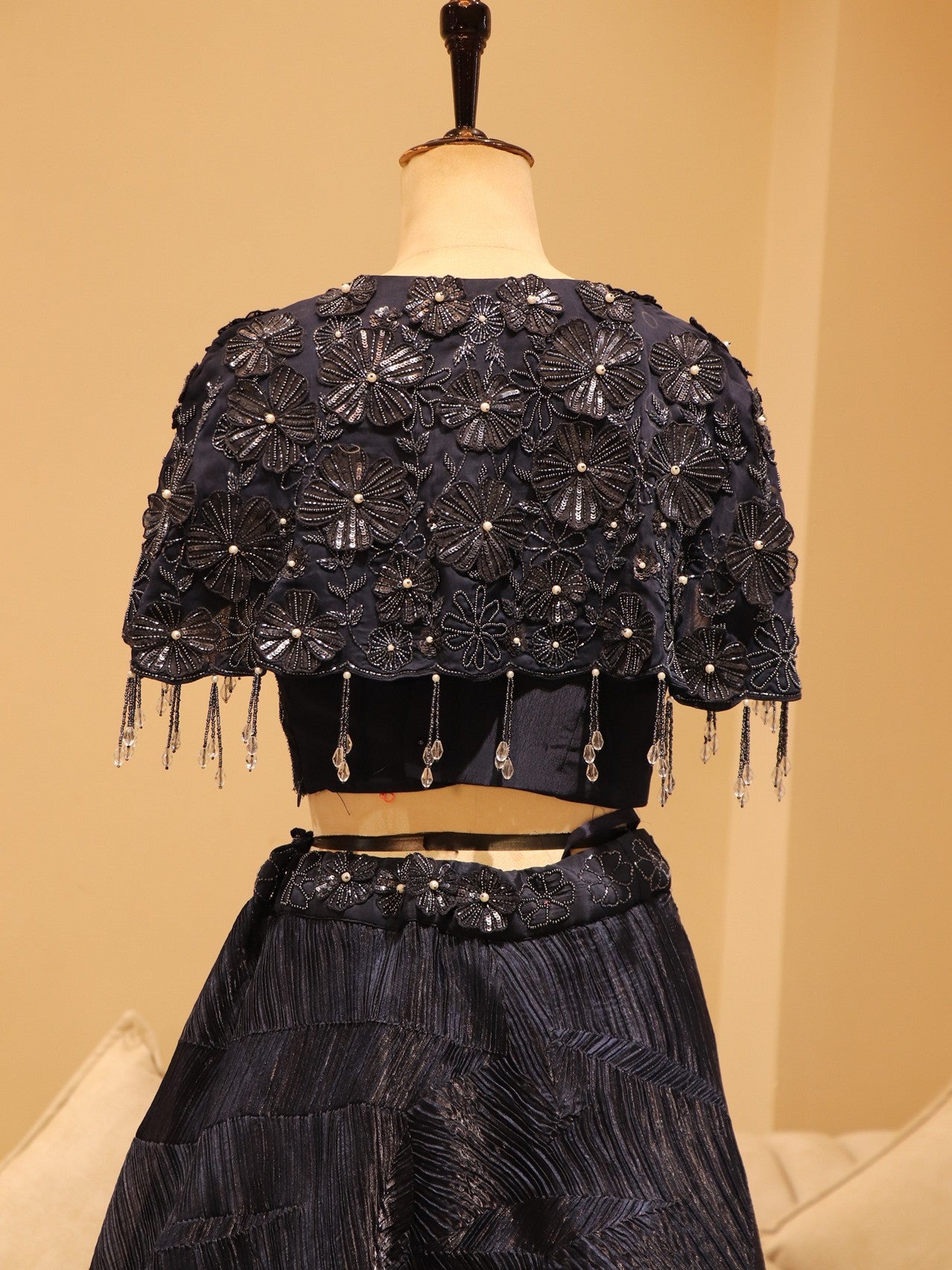 Blue Crop top cape with skirt