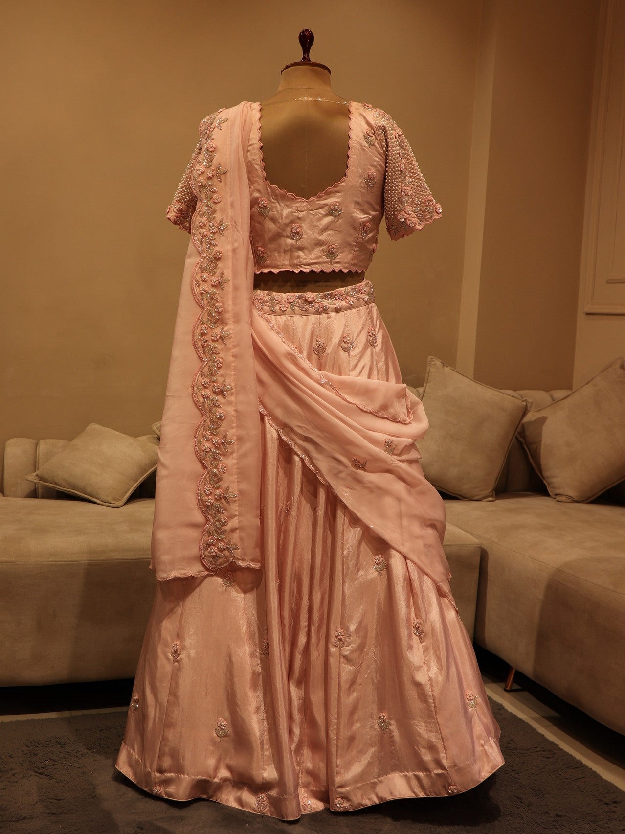 Blush pink 3d lehenga set