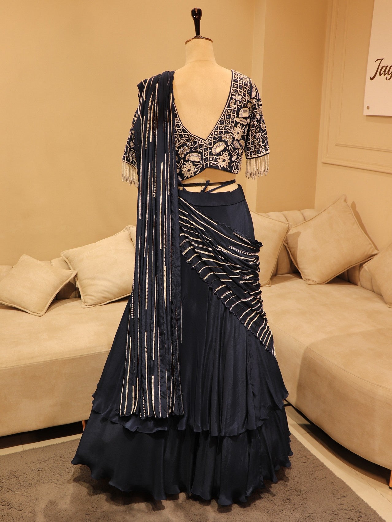 Dark navy blue lehenga set