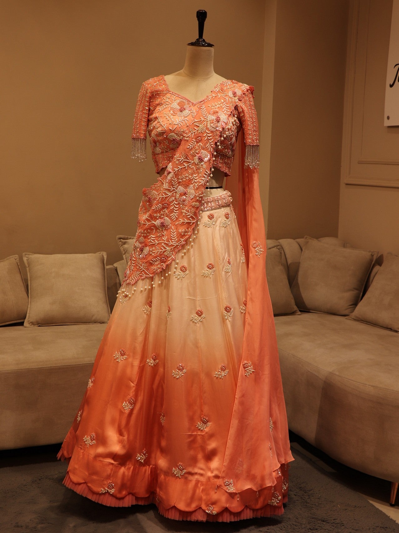 Peach shaded lehenga