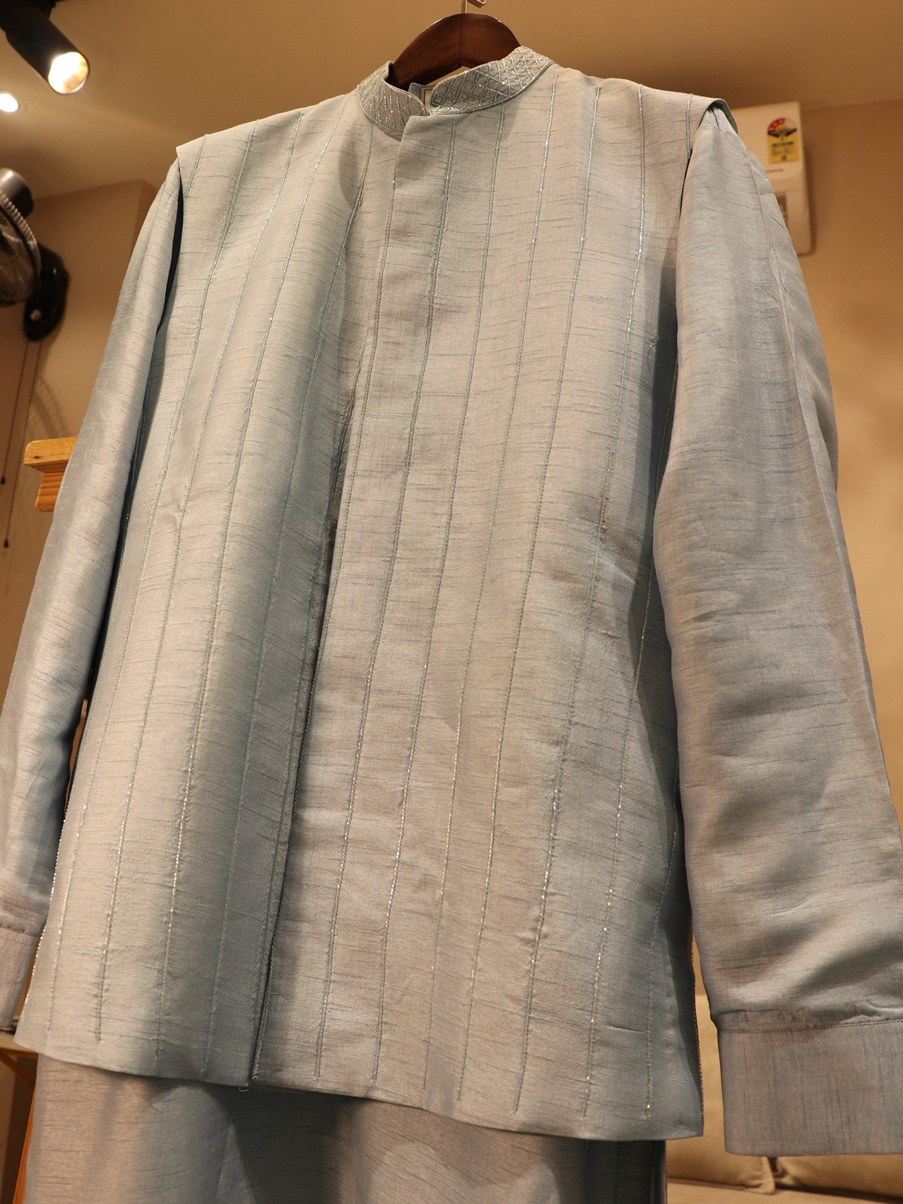 Powder blue mens indo western