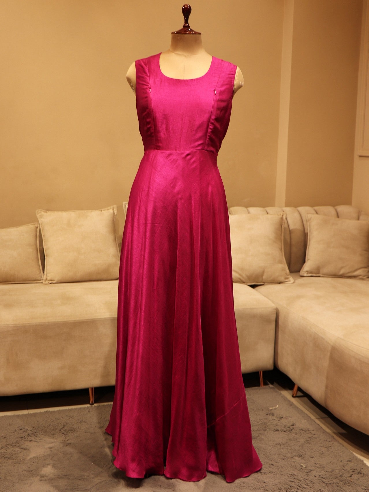 Hot pink rani gown with shrug