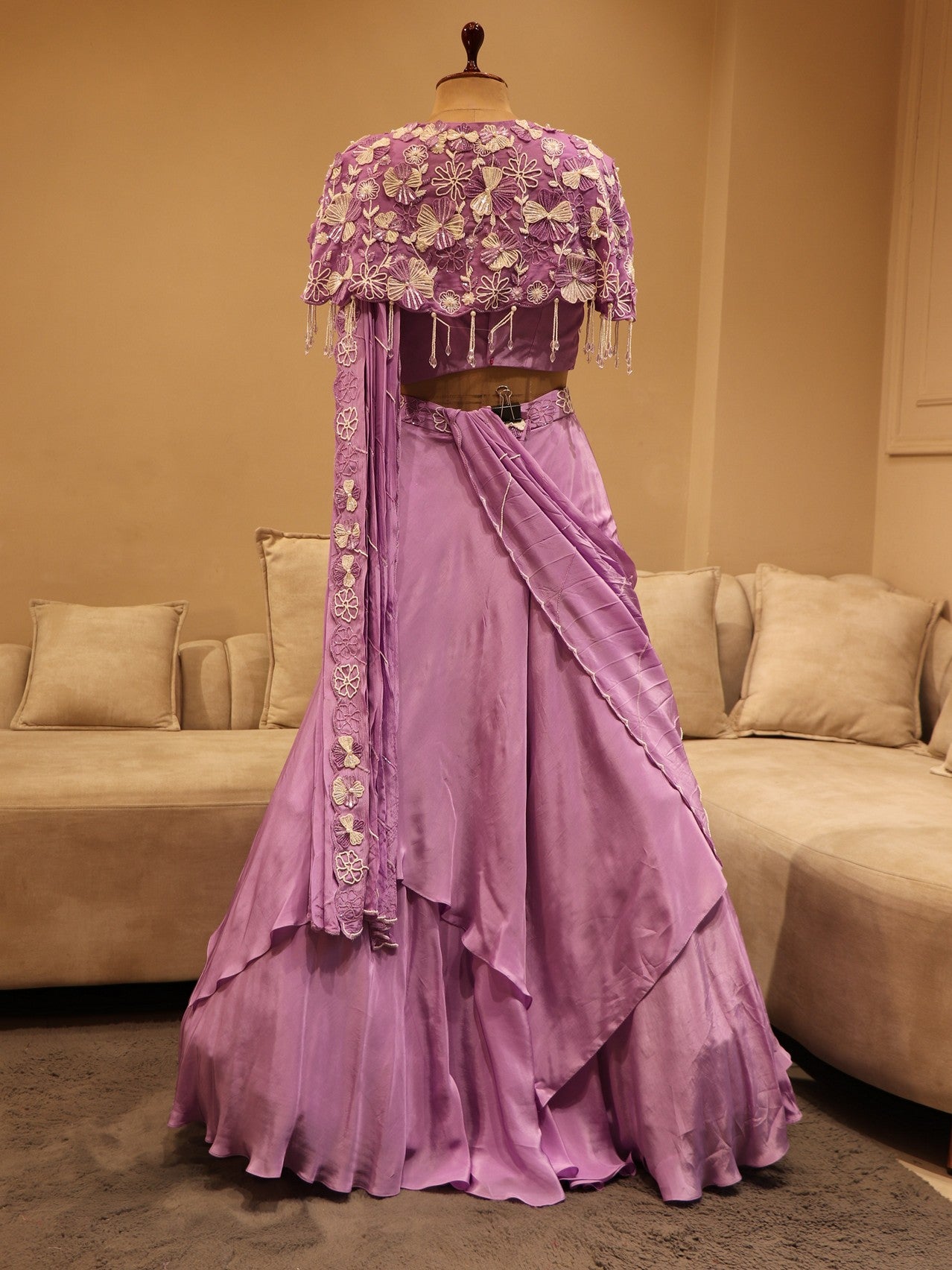 Lavander cape lehenga set