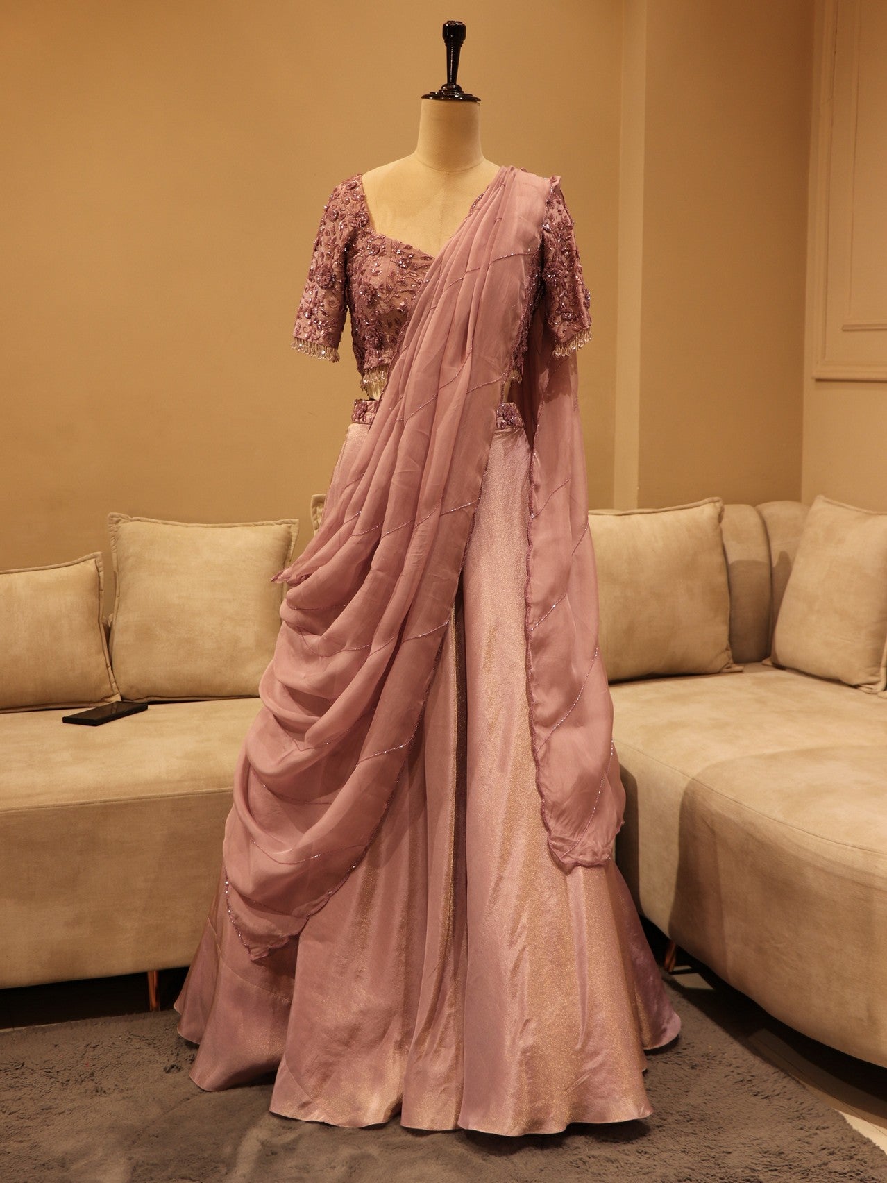 Mauve shimmer lehenga set