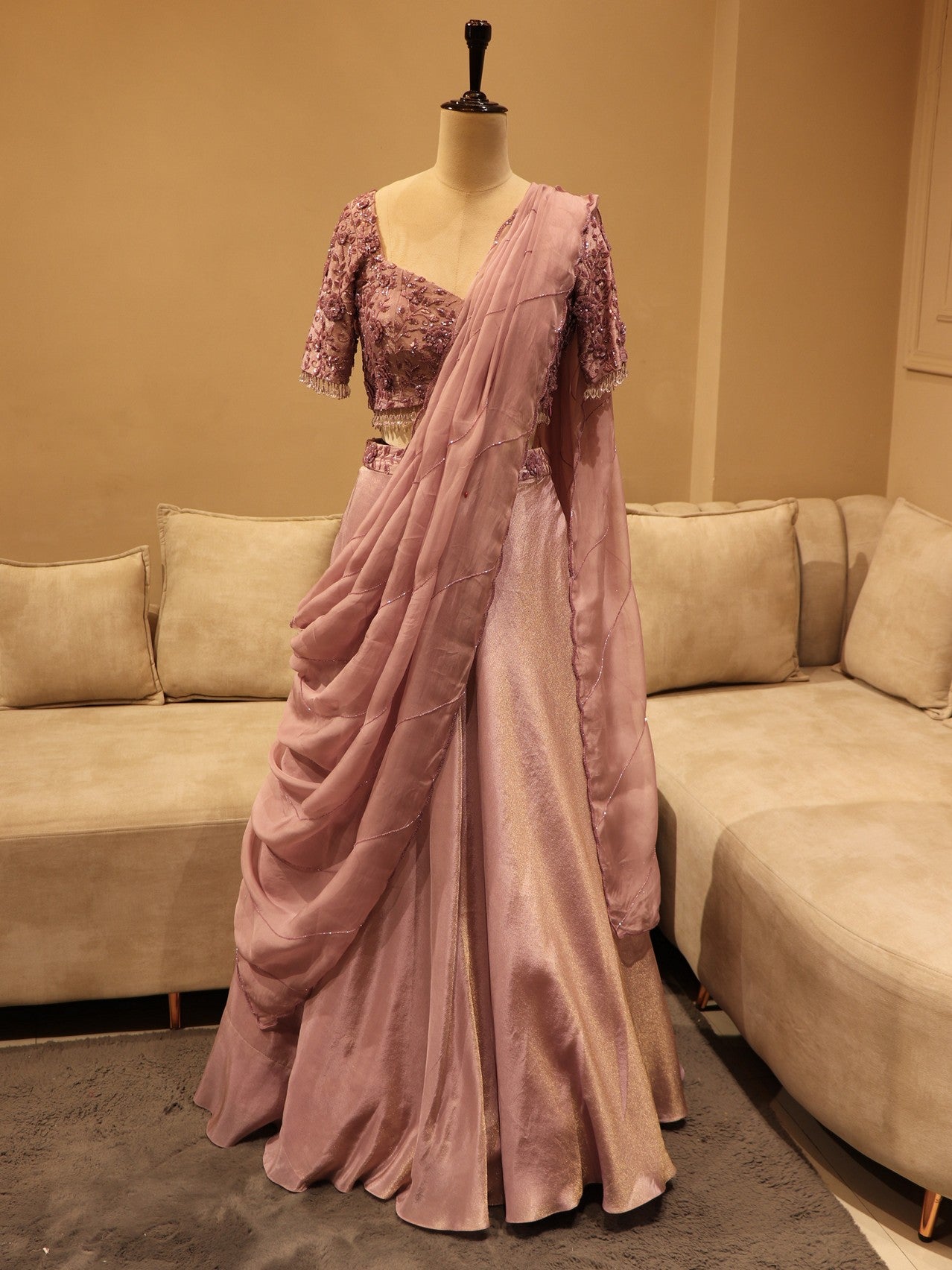 Mauve shimmer lehenga set