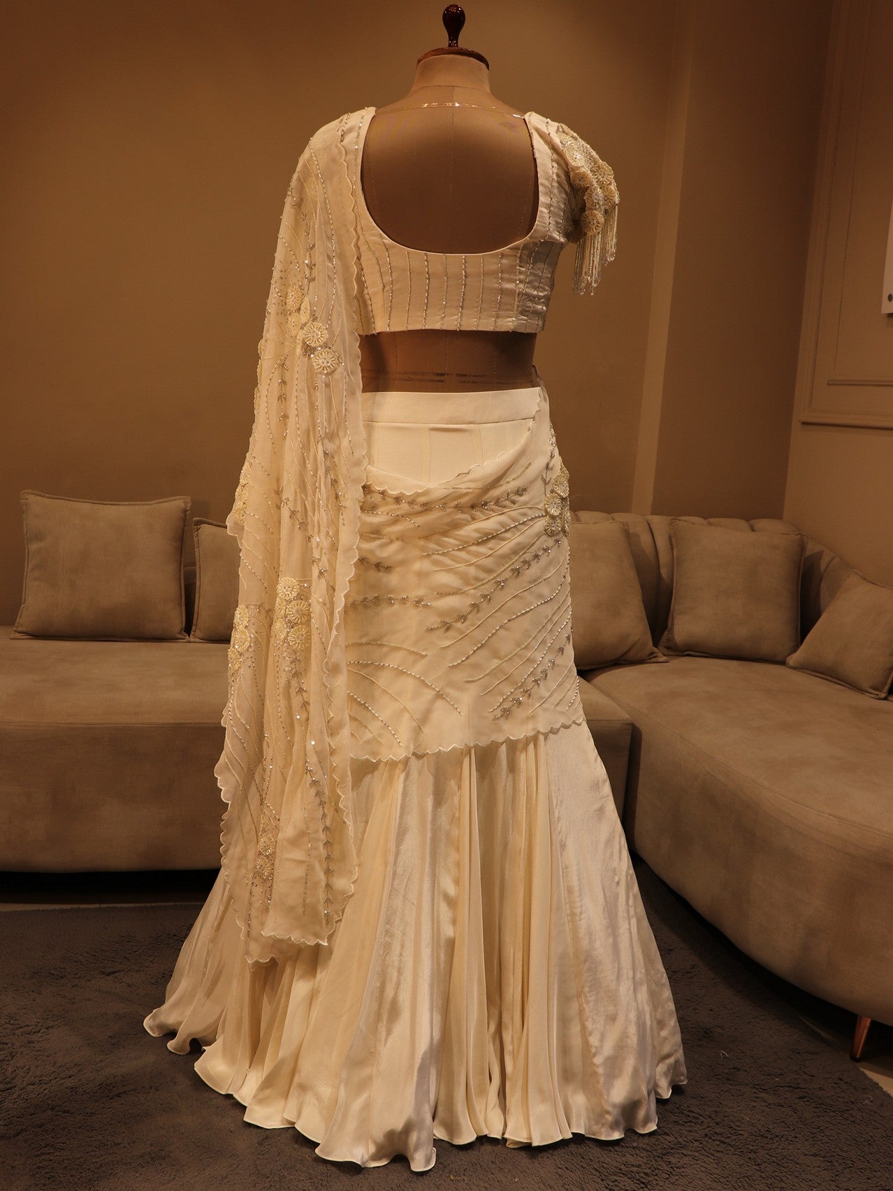 Pearl white lehenga set