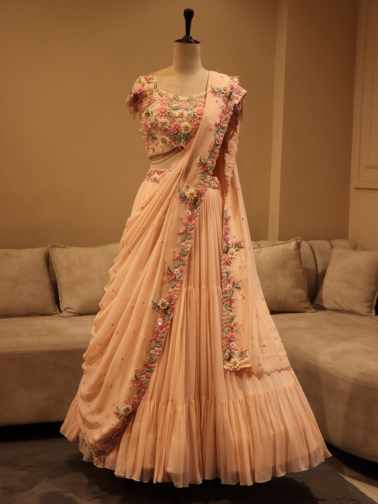Pastel peach lehenga set