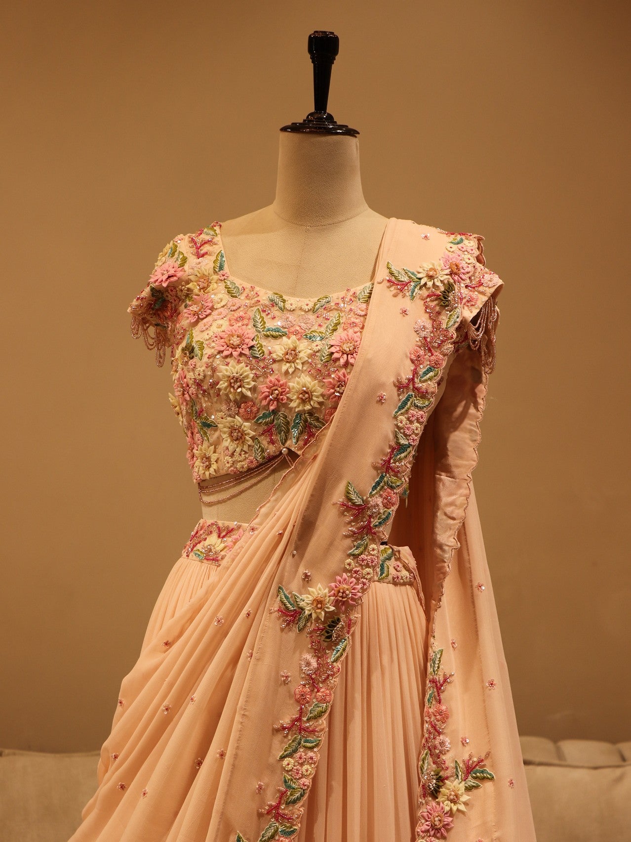 Pastel peach lehenga set