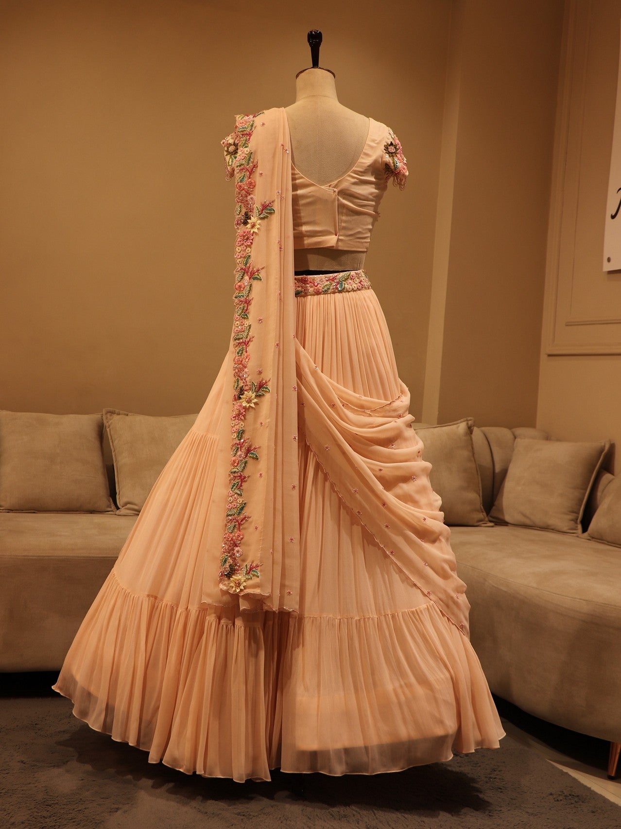 Pastel peach lehenga set