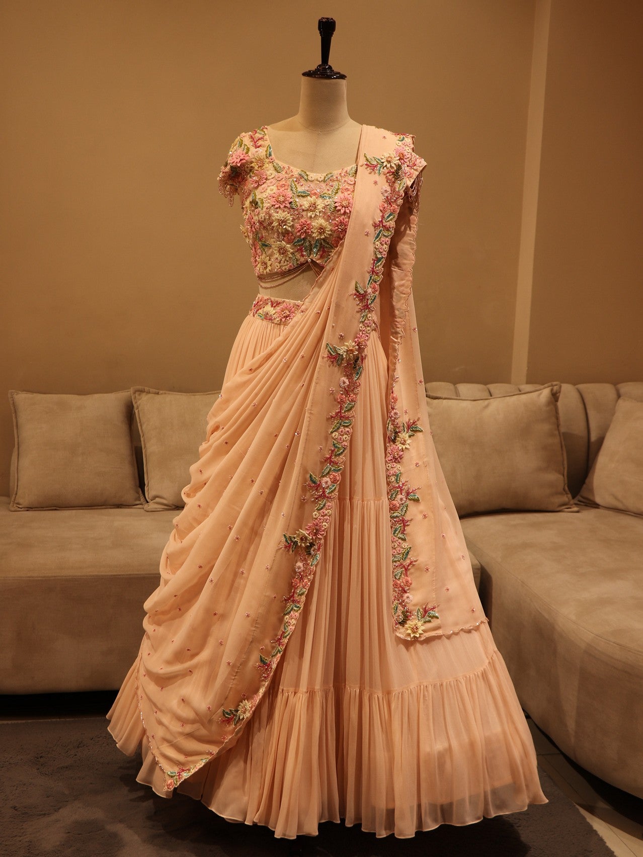 Pastel peach lehenga set