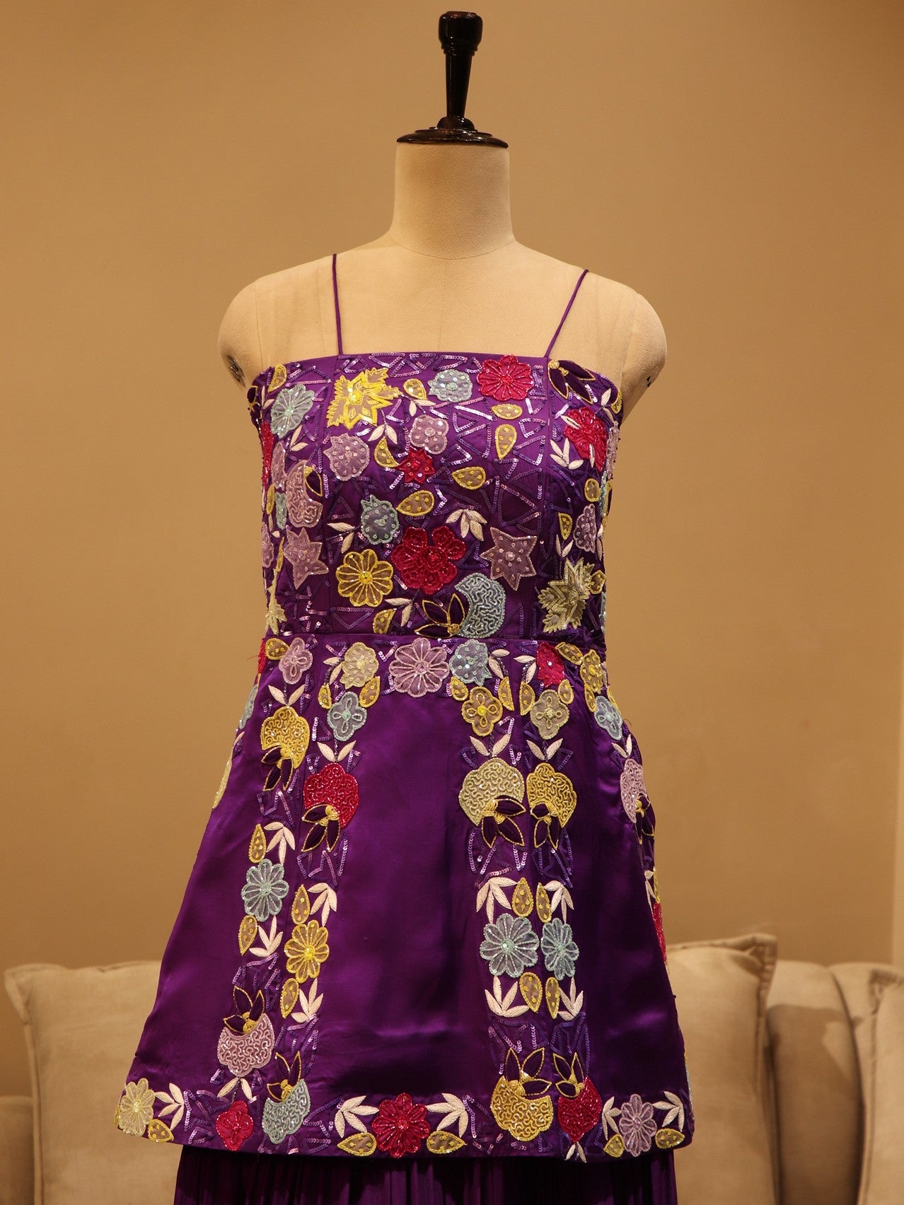 Dark purple peplum top with sharara