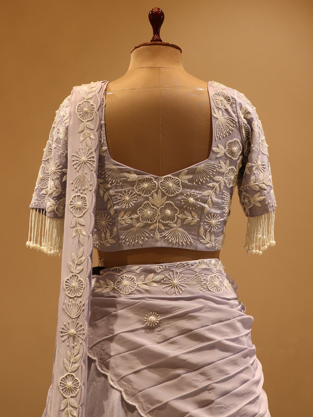 Ice blue pearl lehenga set