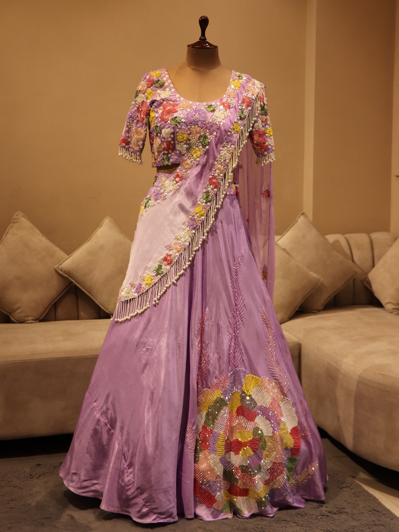 lavander lilac embroidered lehenga set