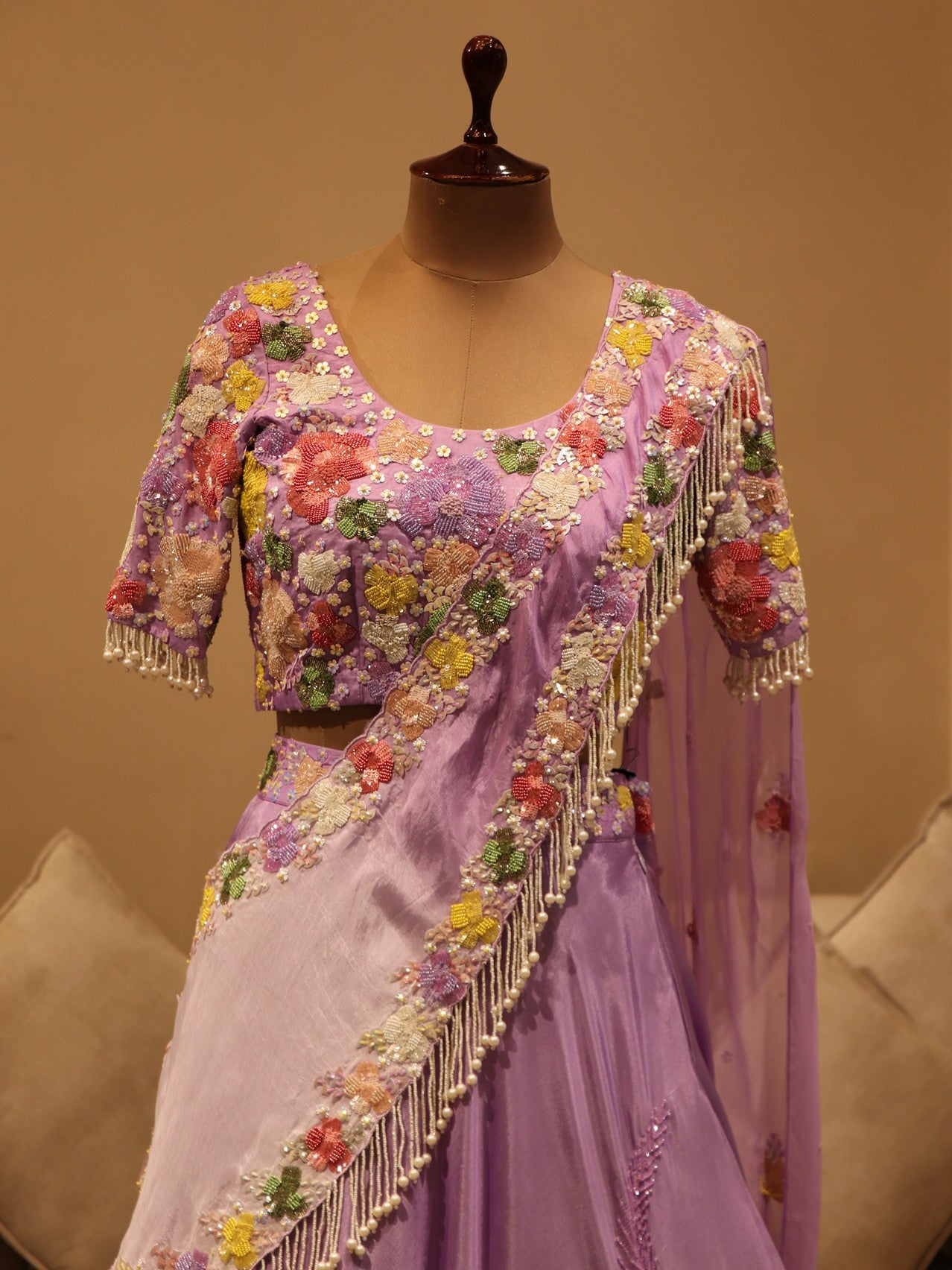 lavander lilac embroidered lehenga set