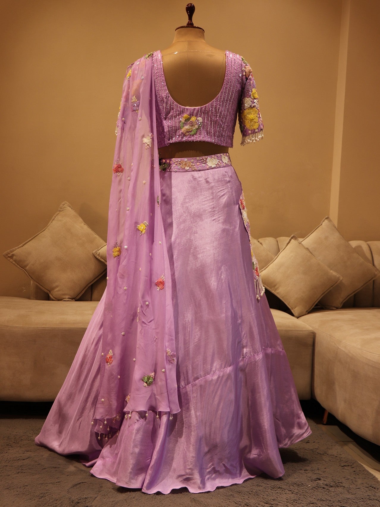 lavander lilac embroidered lehenga set