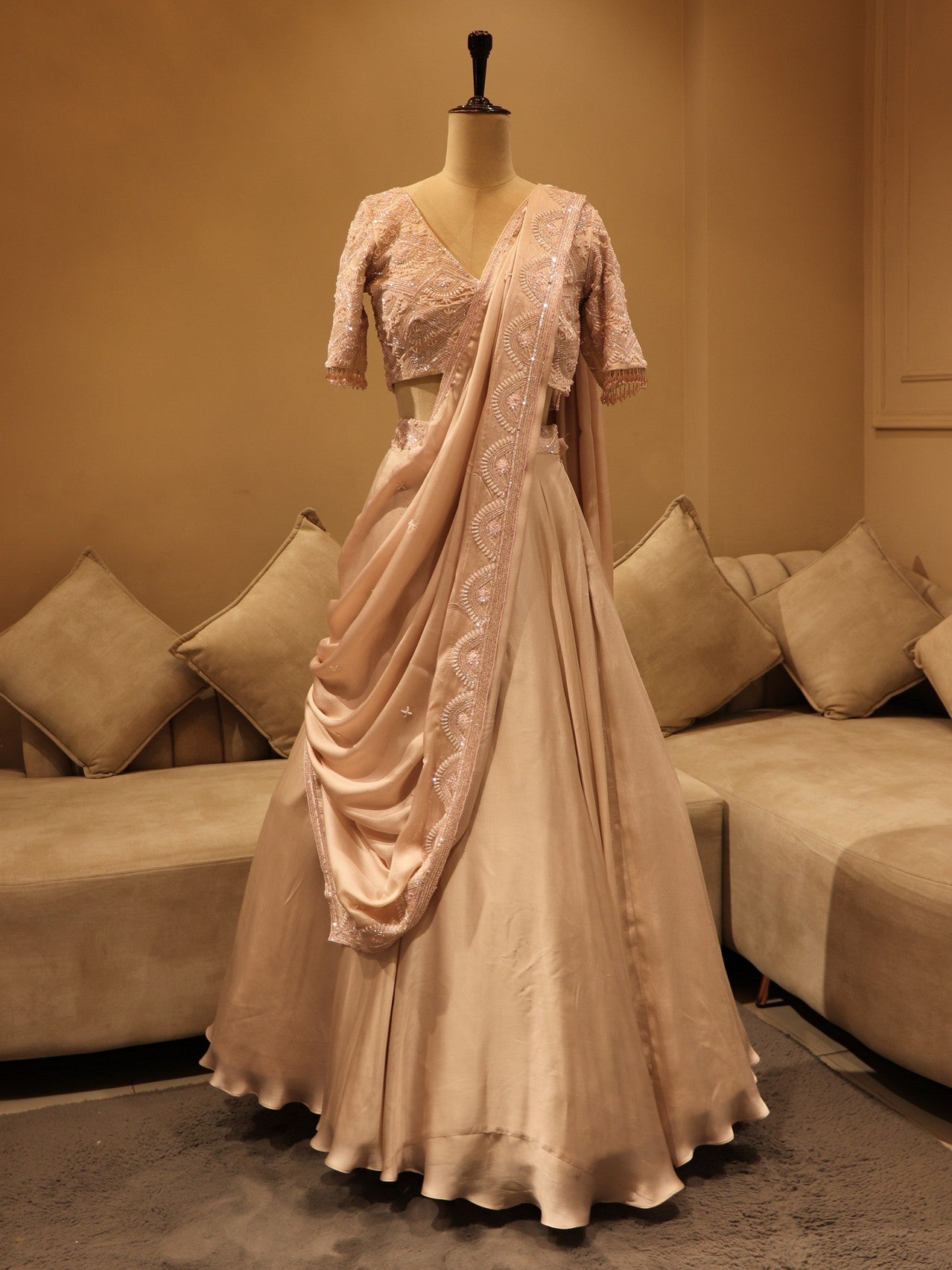 Pastel peach lehenga set