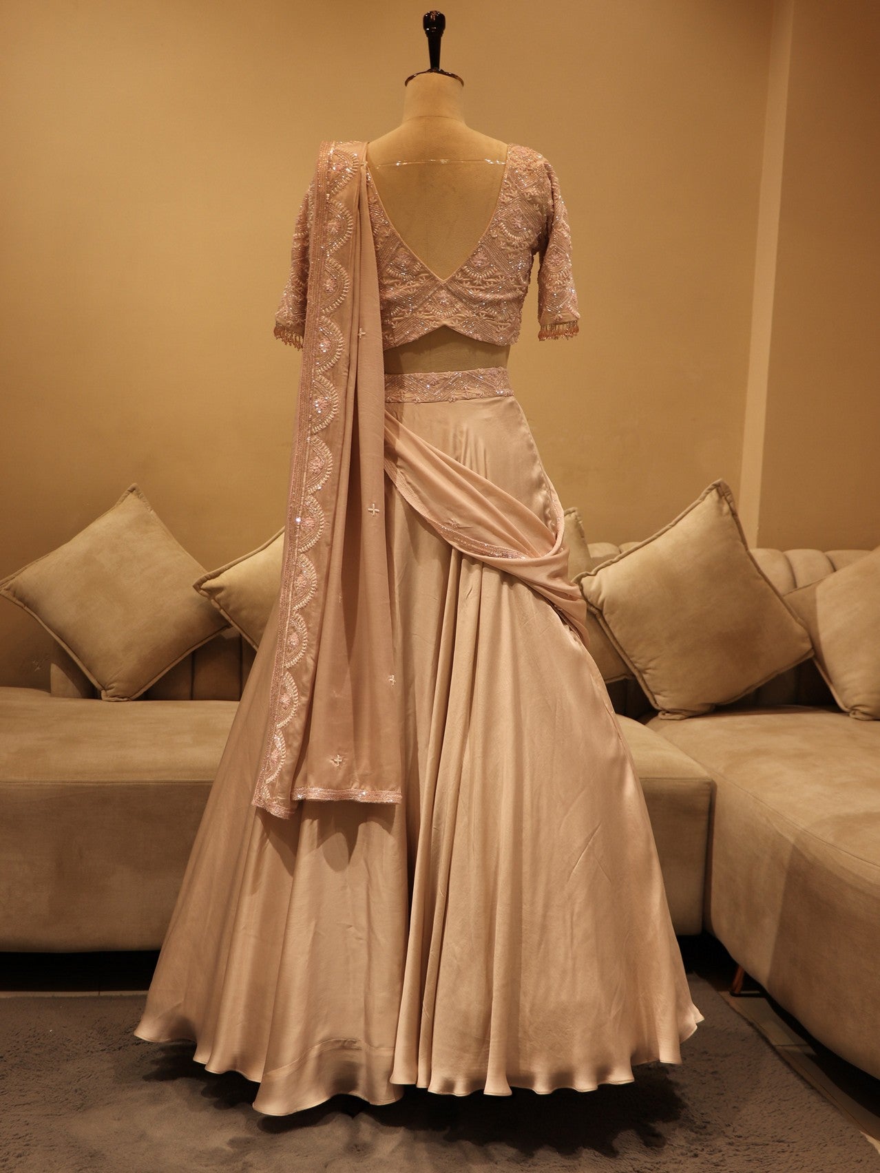 Pastel peach lehenga set