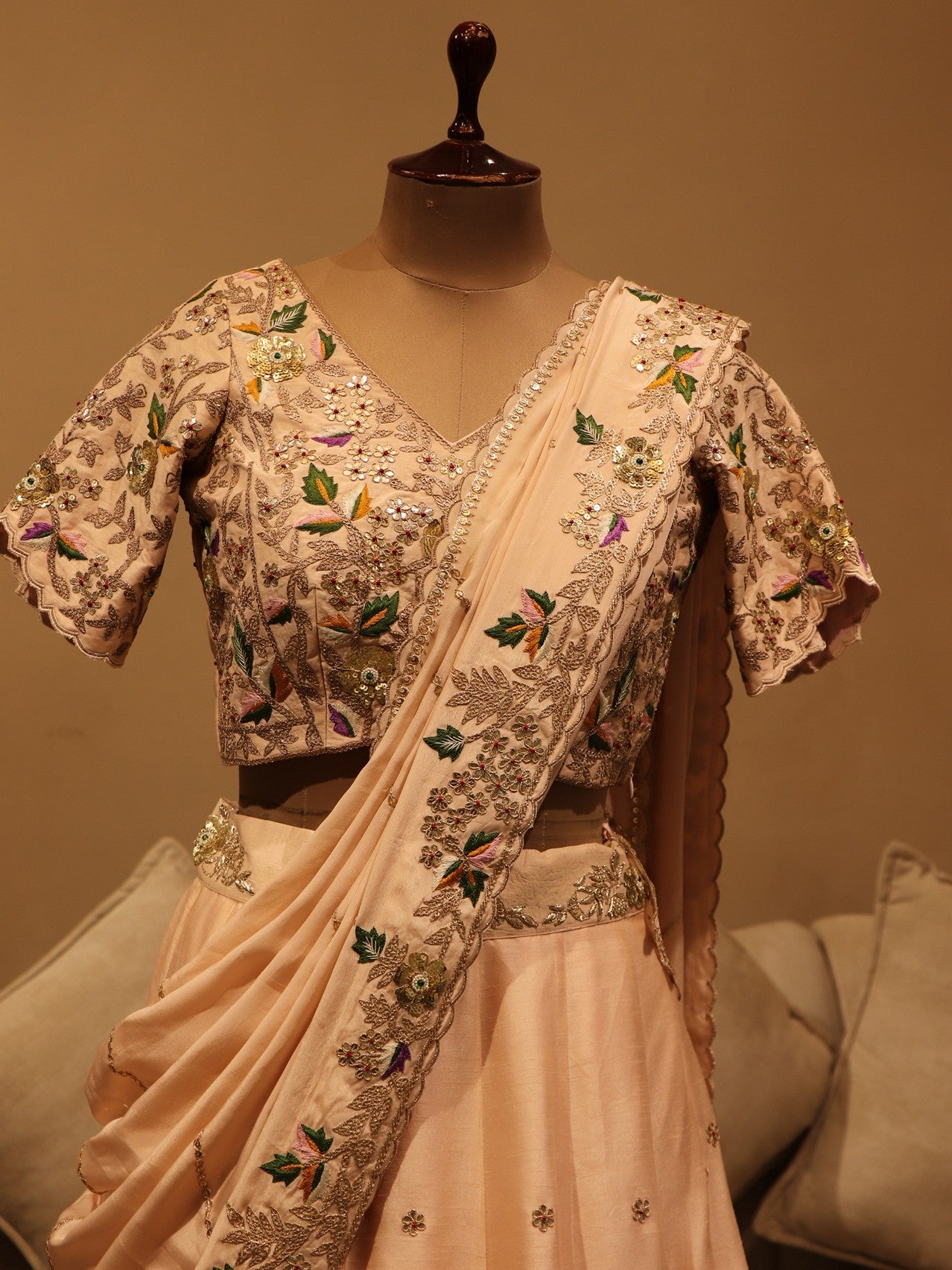 Peach marodi gotta patti lehenga set