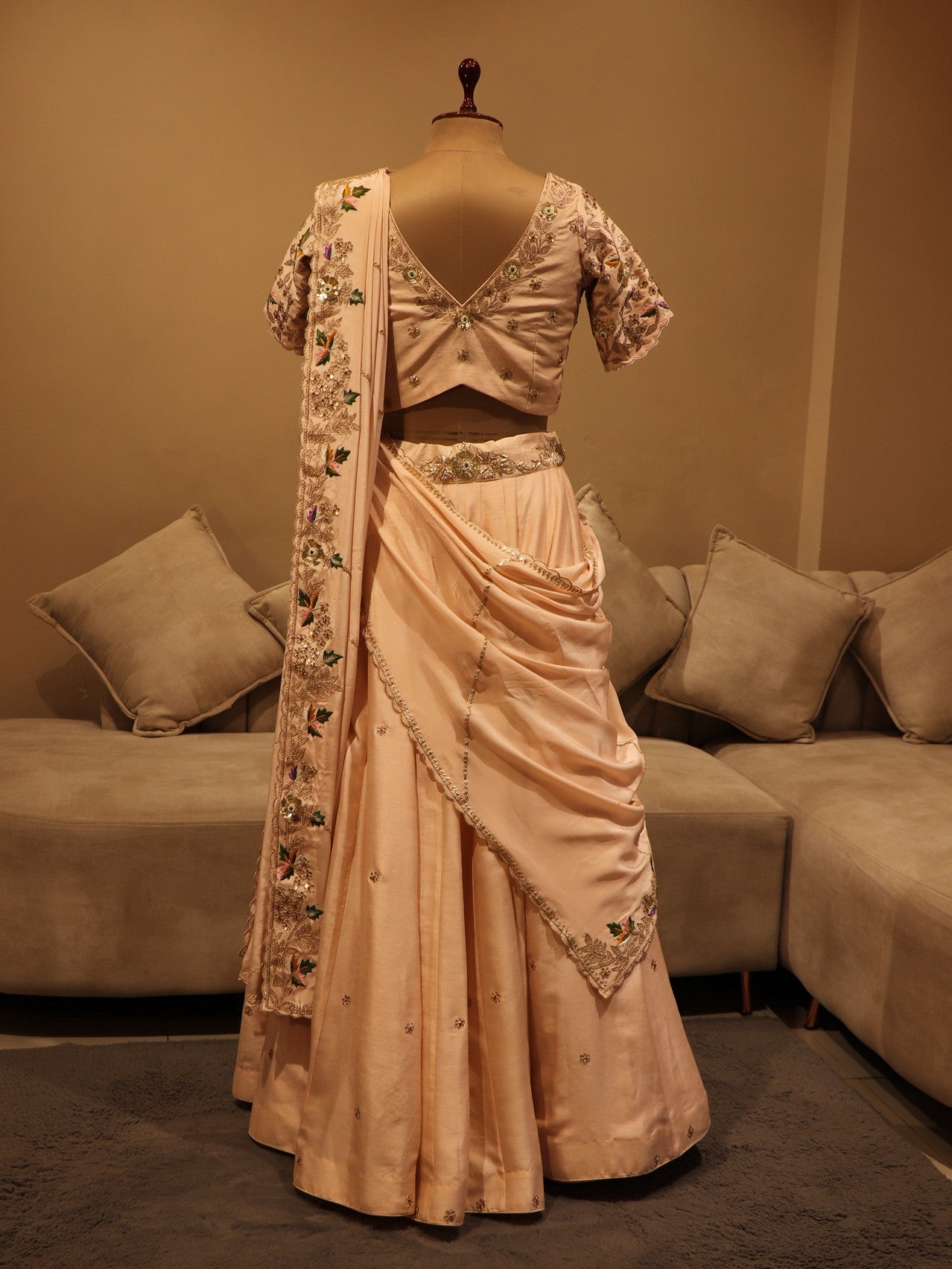 Peach marodi gotta patti lehenga set