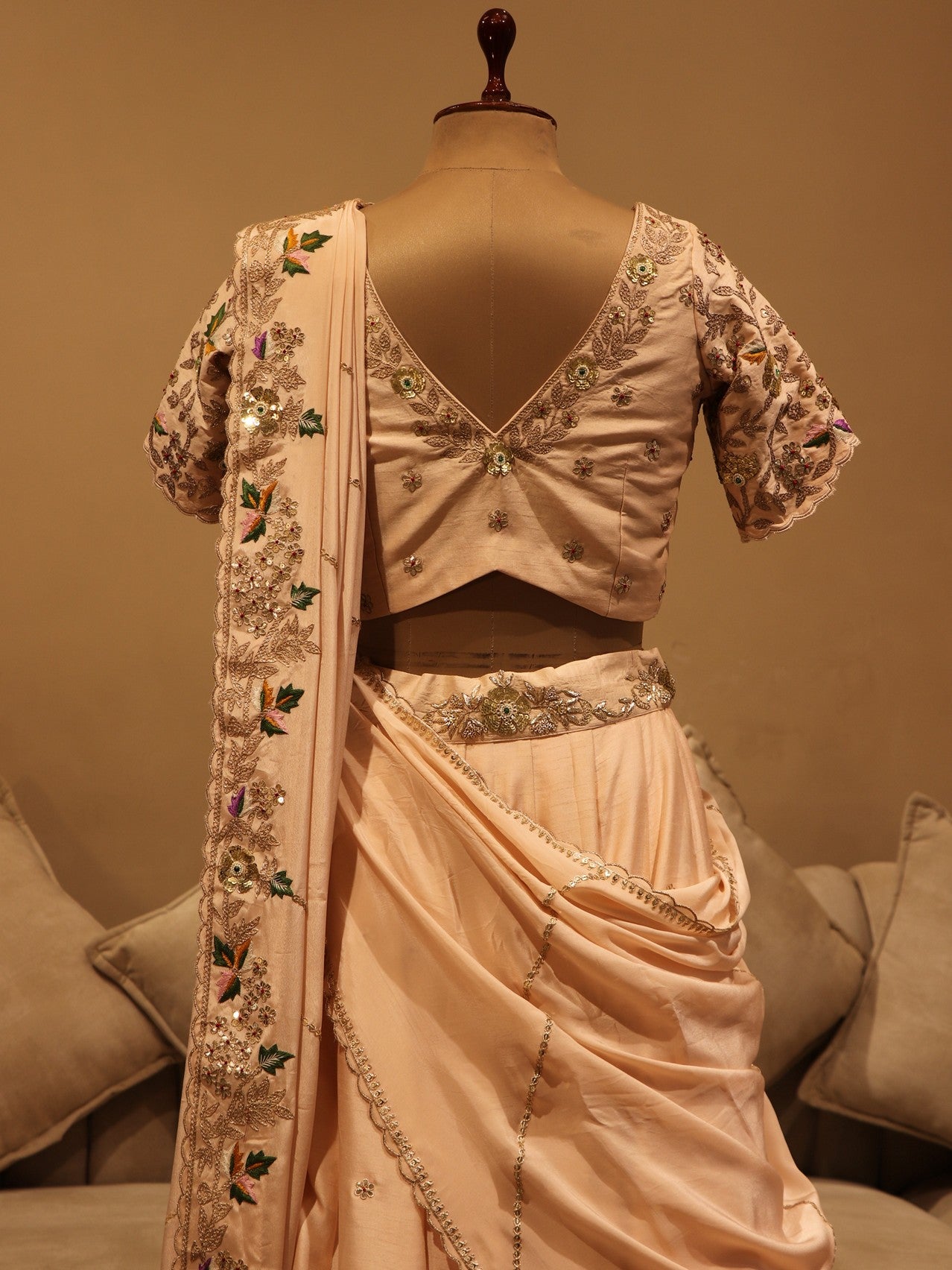Peach marodi gotta patti lehenga set