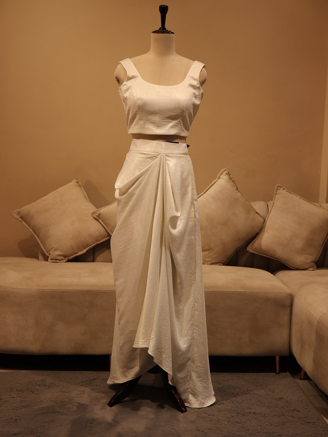 White purple crop top skirt with cape