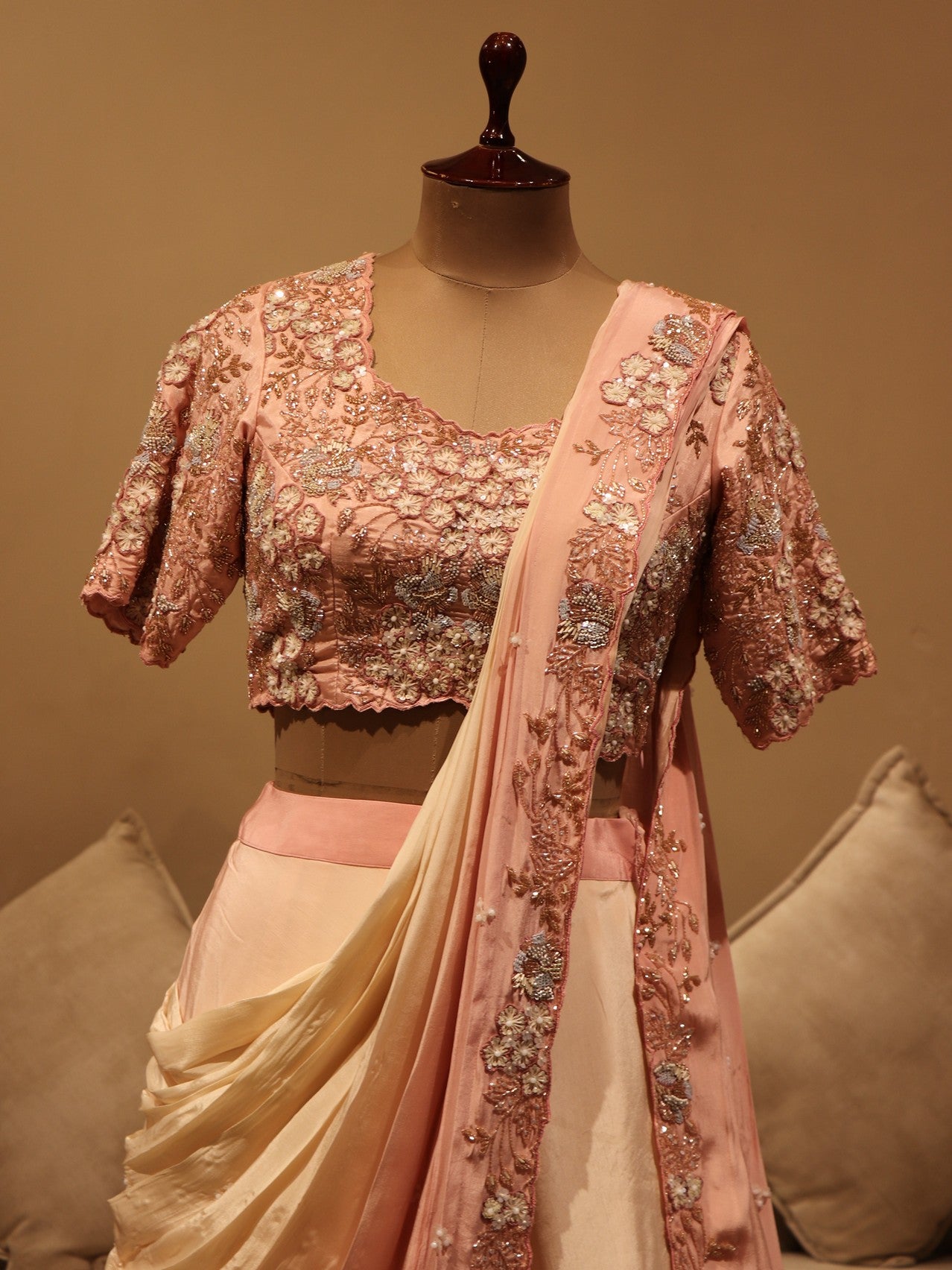 Mauve off white shaded lehenga set