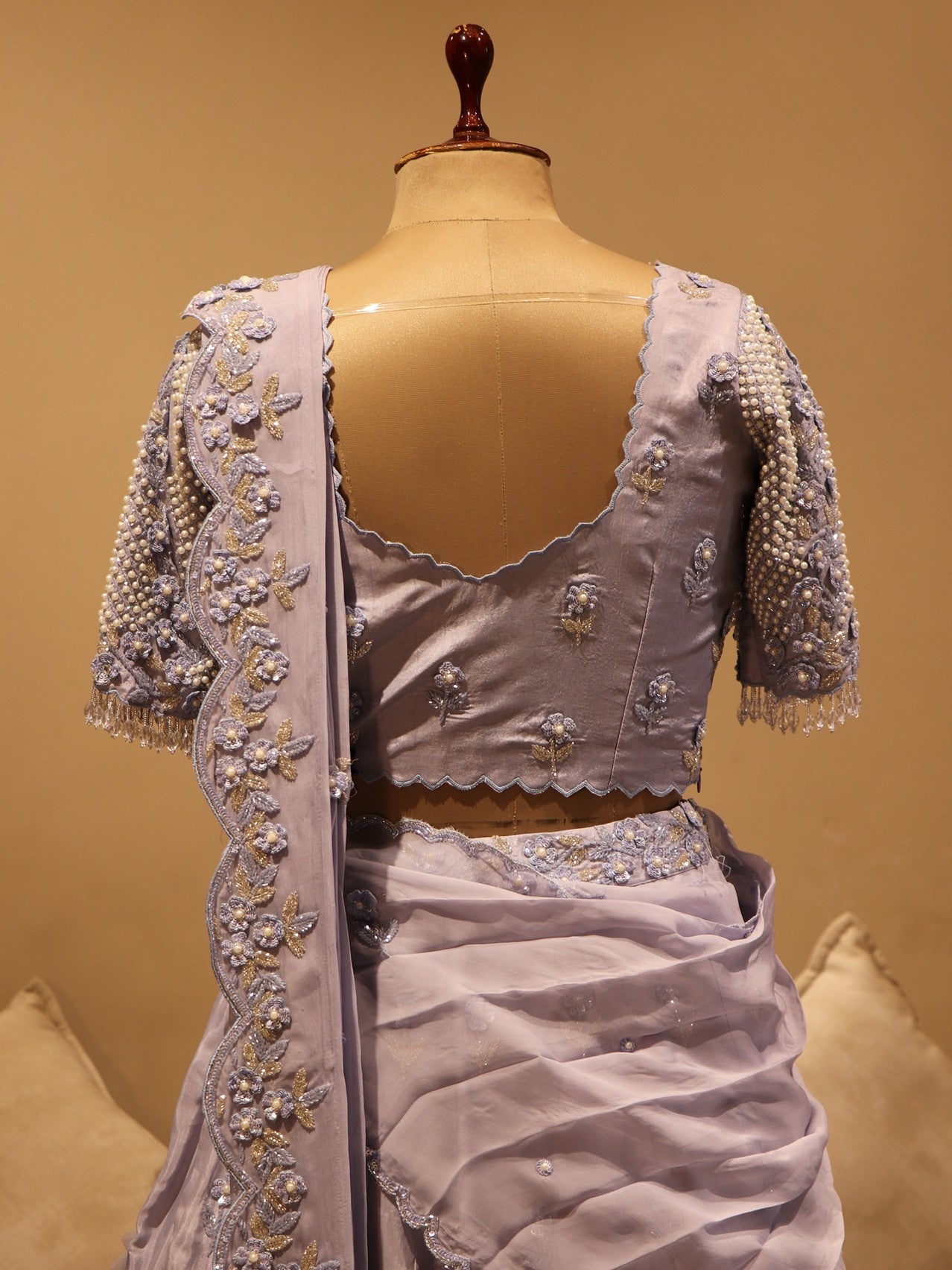 Ice Blue 3d flowers lehenga set