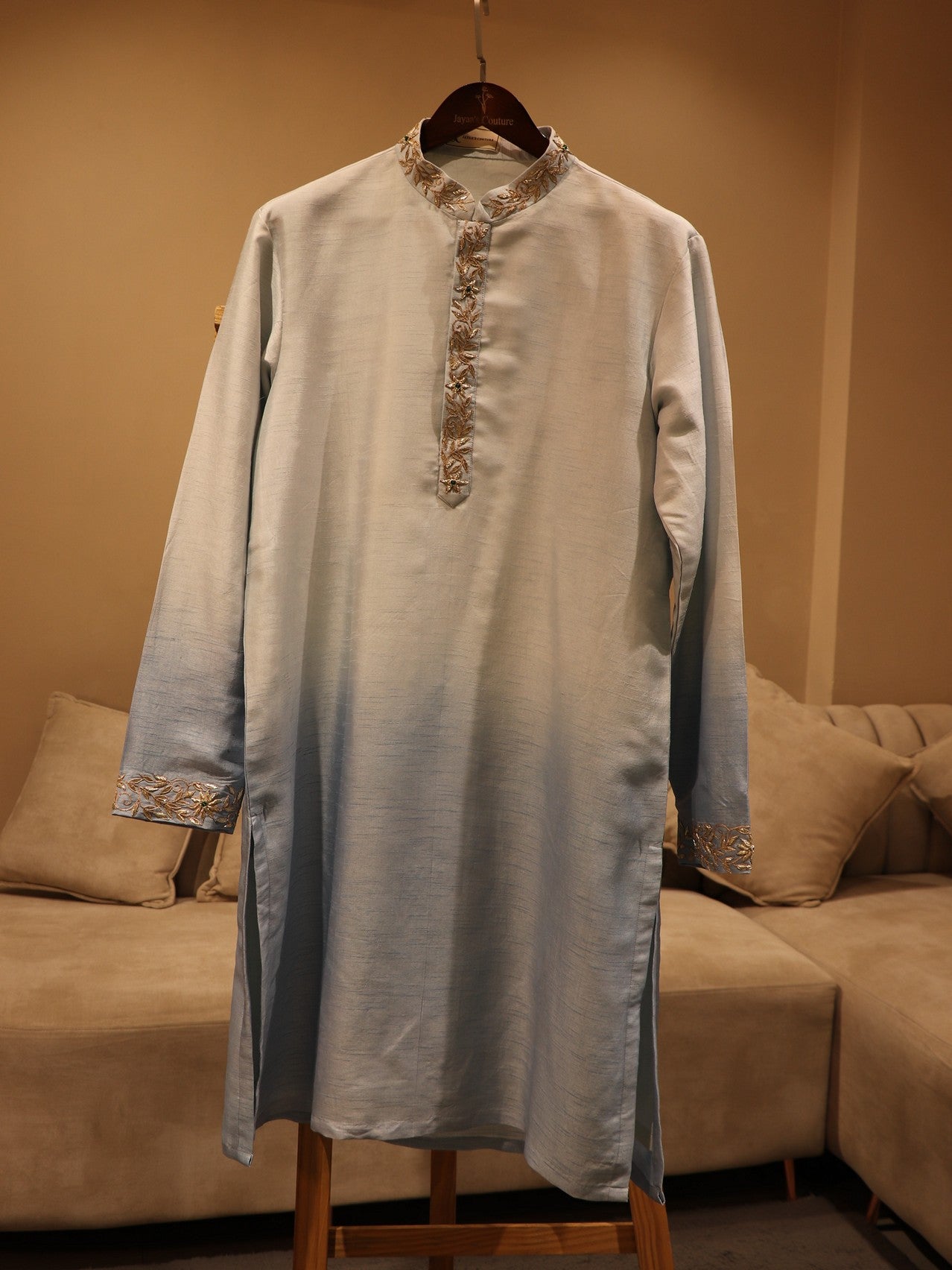 Powder blue mens kurta pants