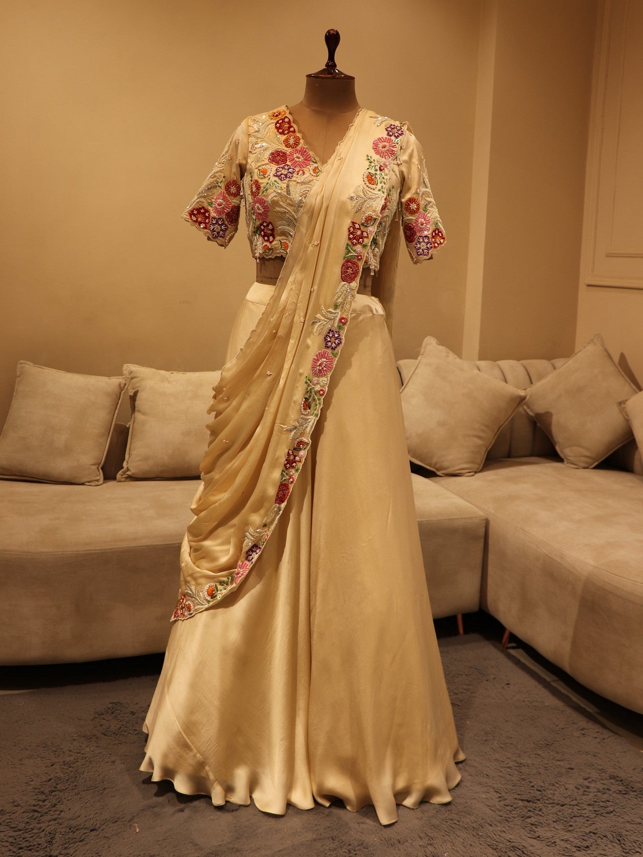 Beige lehengas set