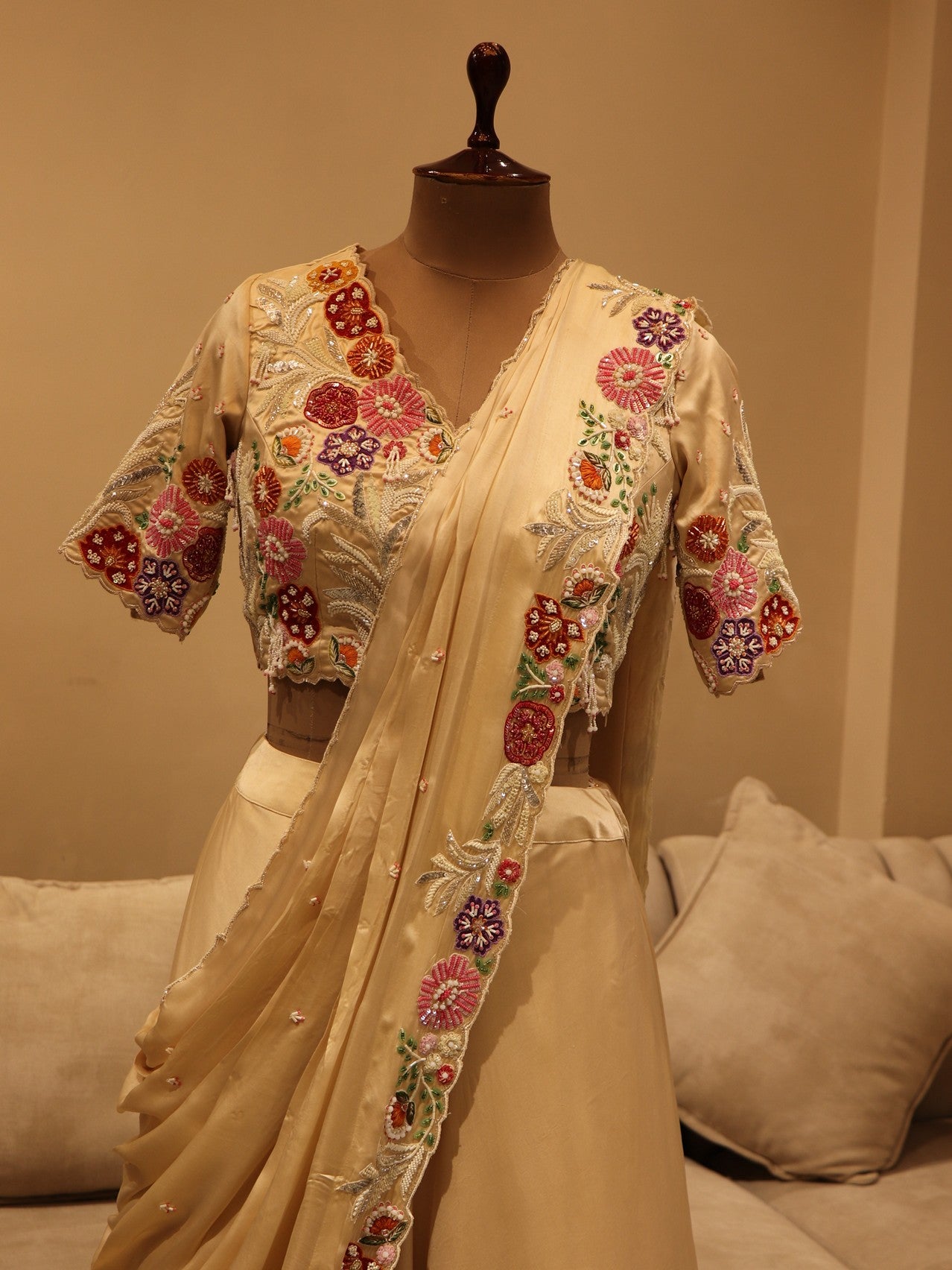 Beige lehengas set