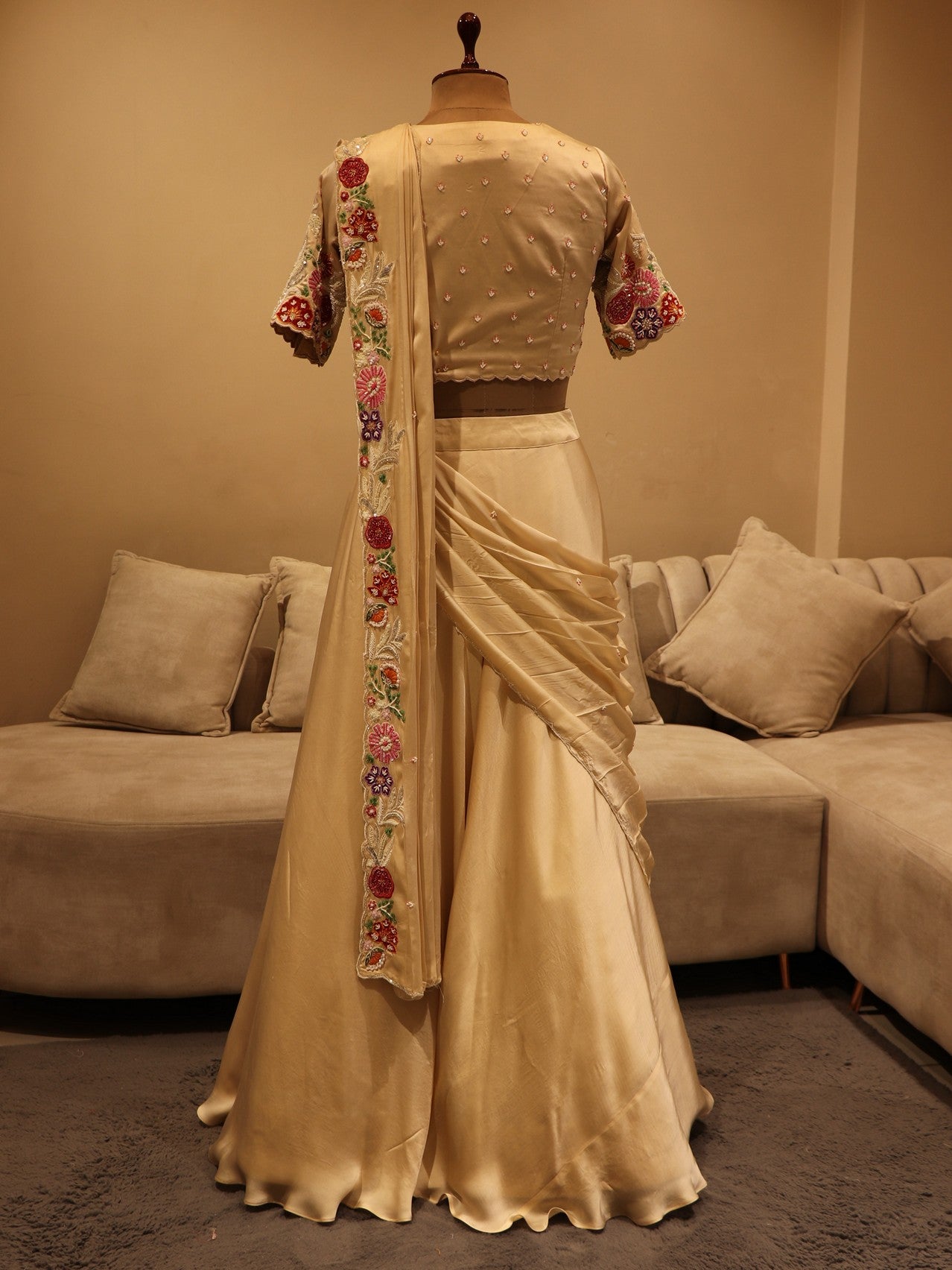 Beige lehengas set
