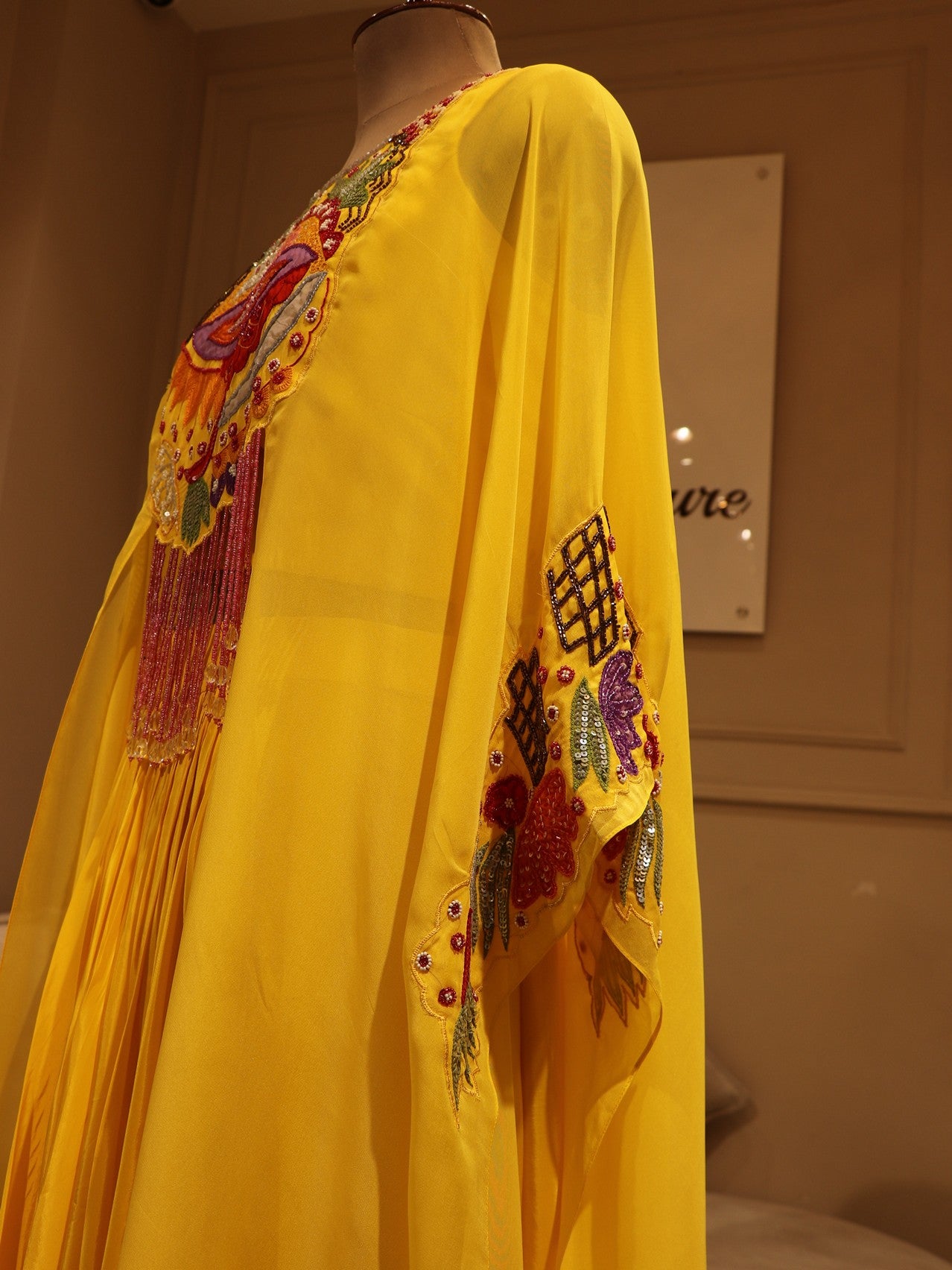 Yellow crop top skirt with cape