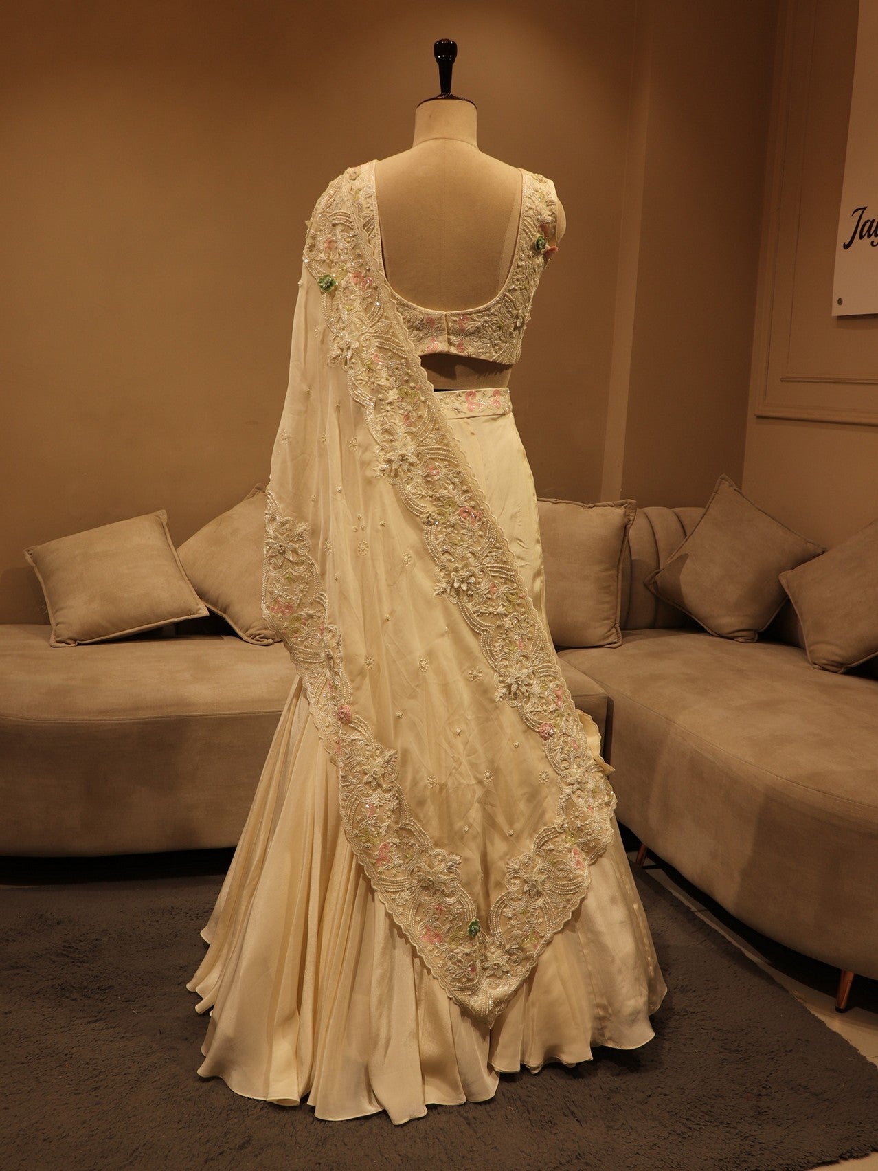 Pearl white lehenga set