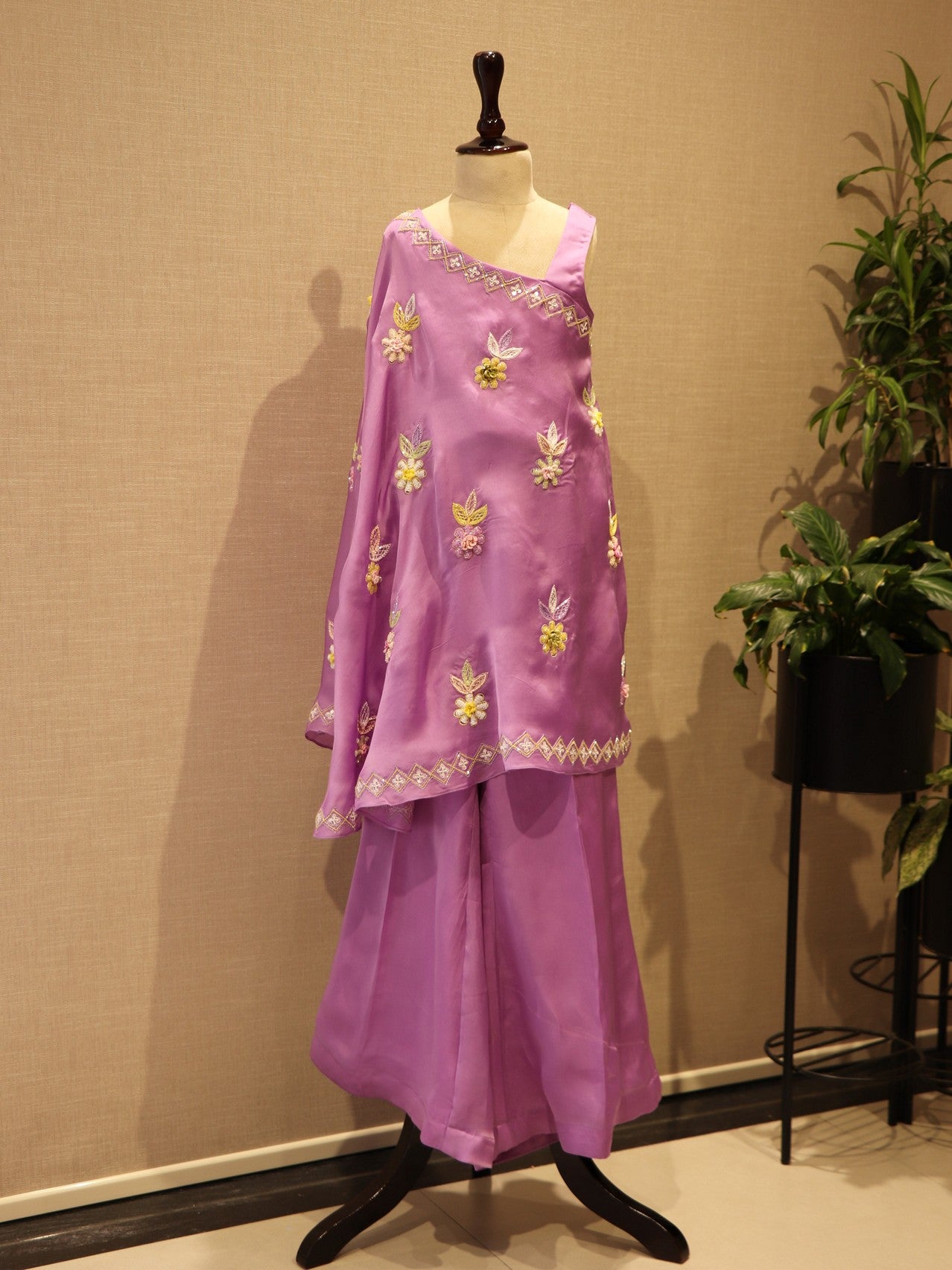lavender kids cape top with plazo