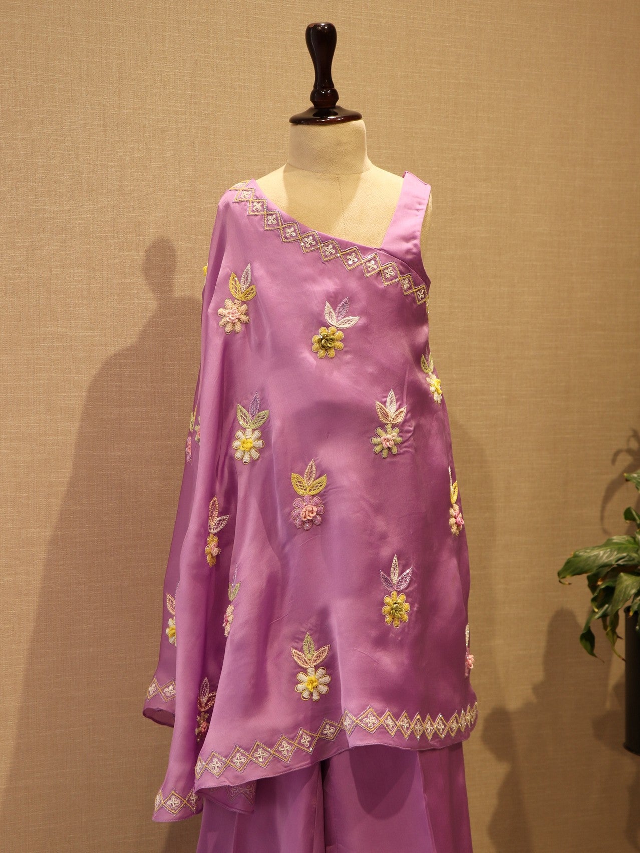 lavender kids cape top with plazo