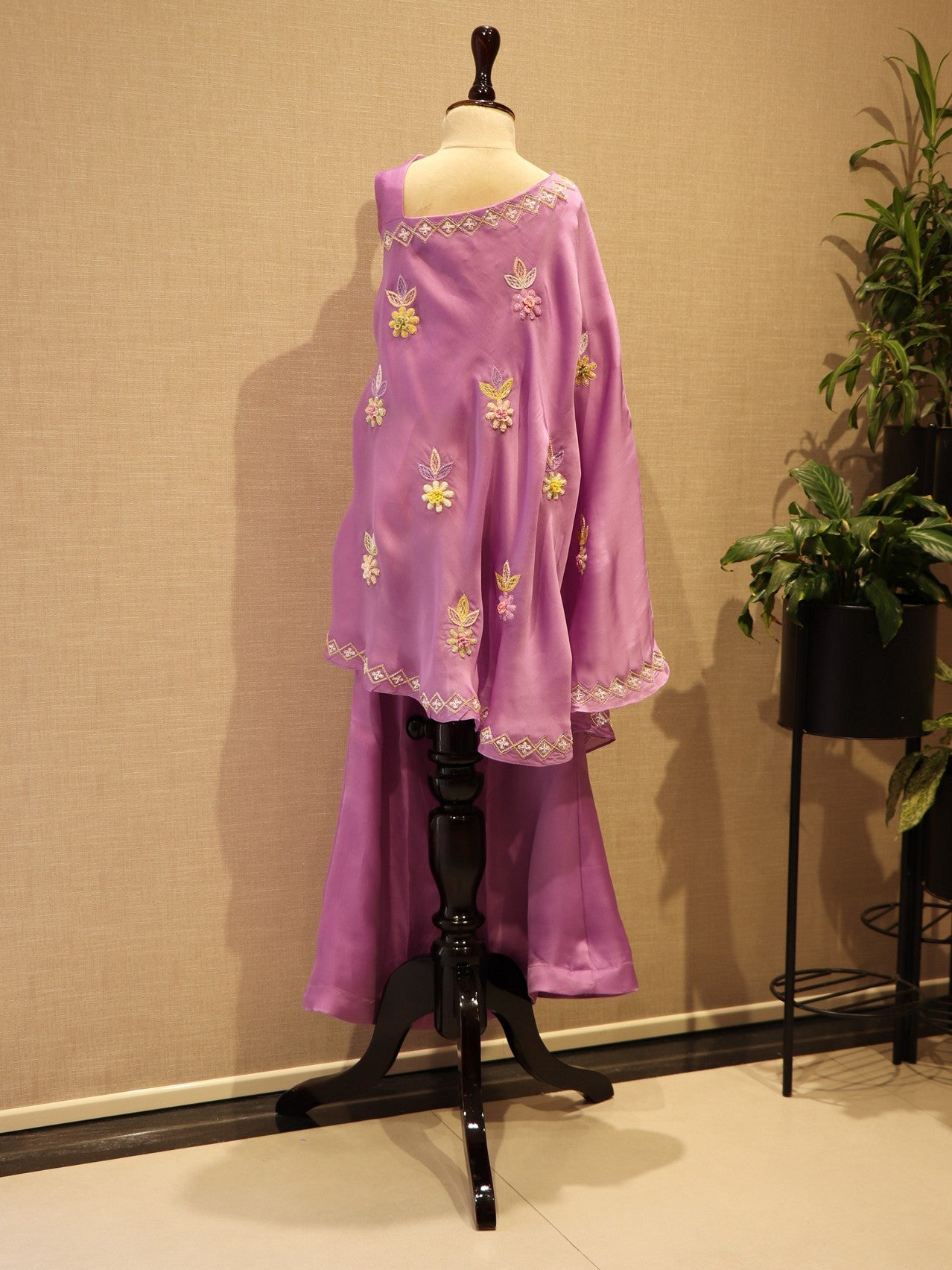 lavender kids cape top with plazo