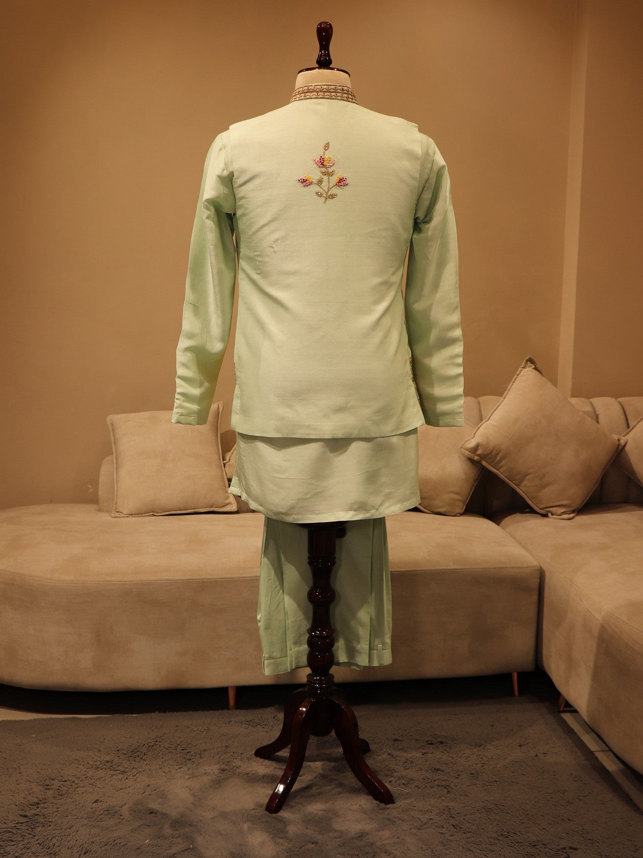 Mint green hand painted mens wear