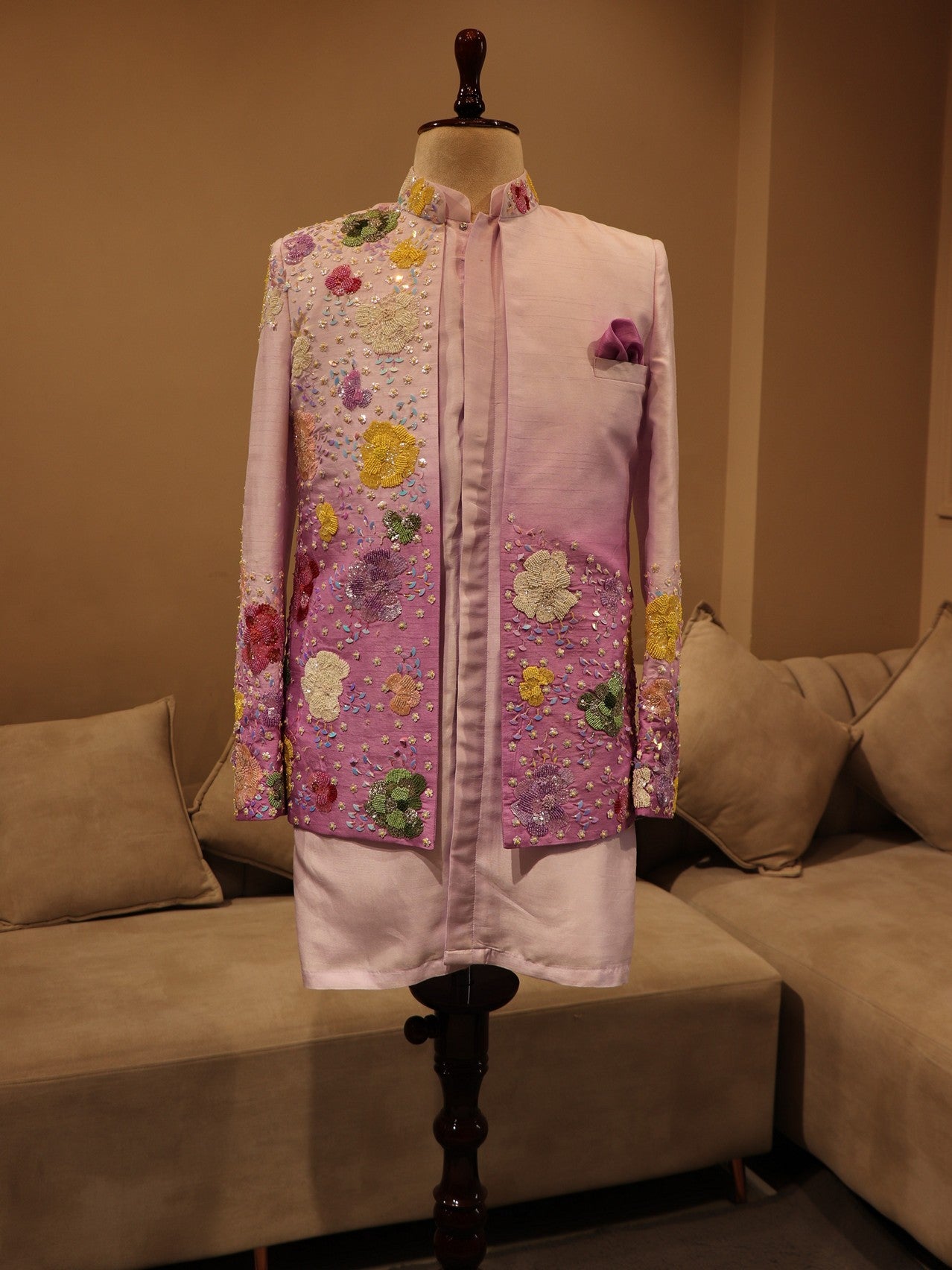 Lavander shaded mens indo western wear