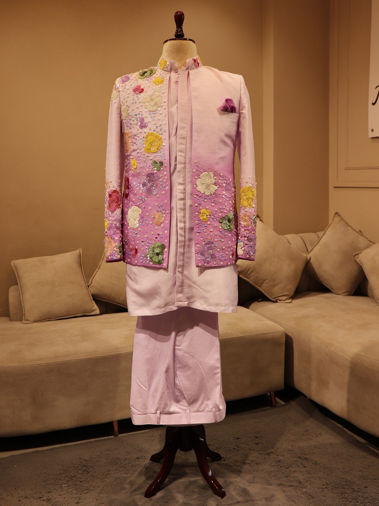 Lavander shaded mens indo western wear
