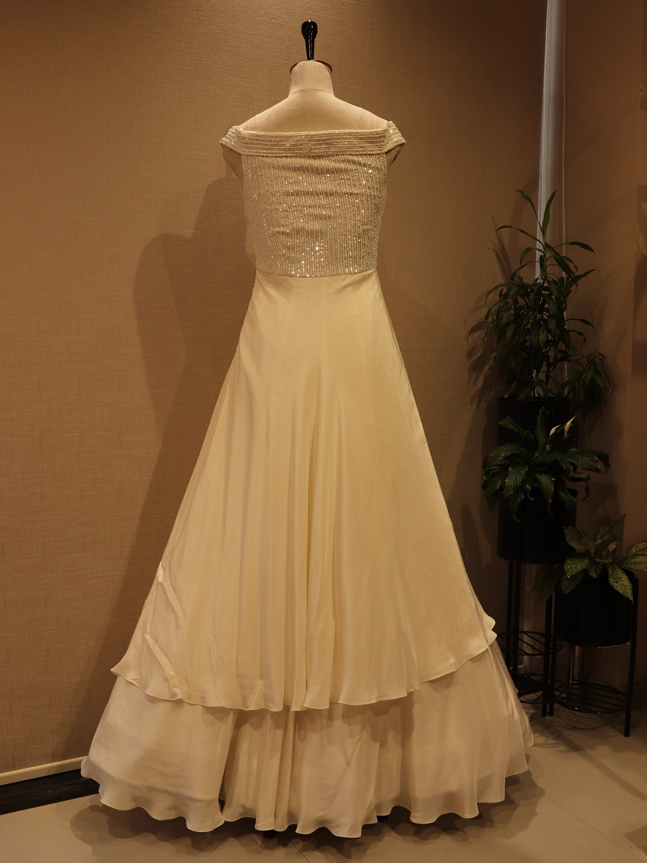 pearl white gown