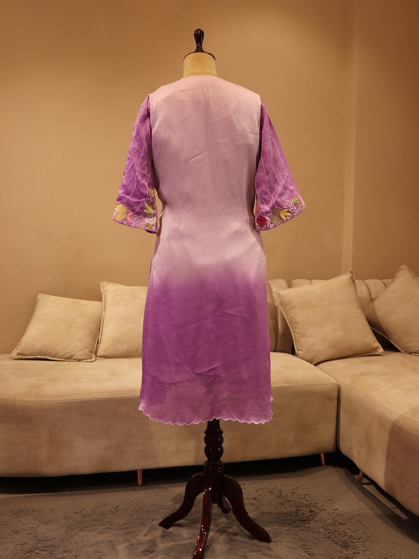 Lavander shaded kurti with shrug and pants