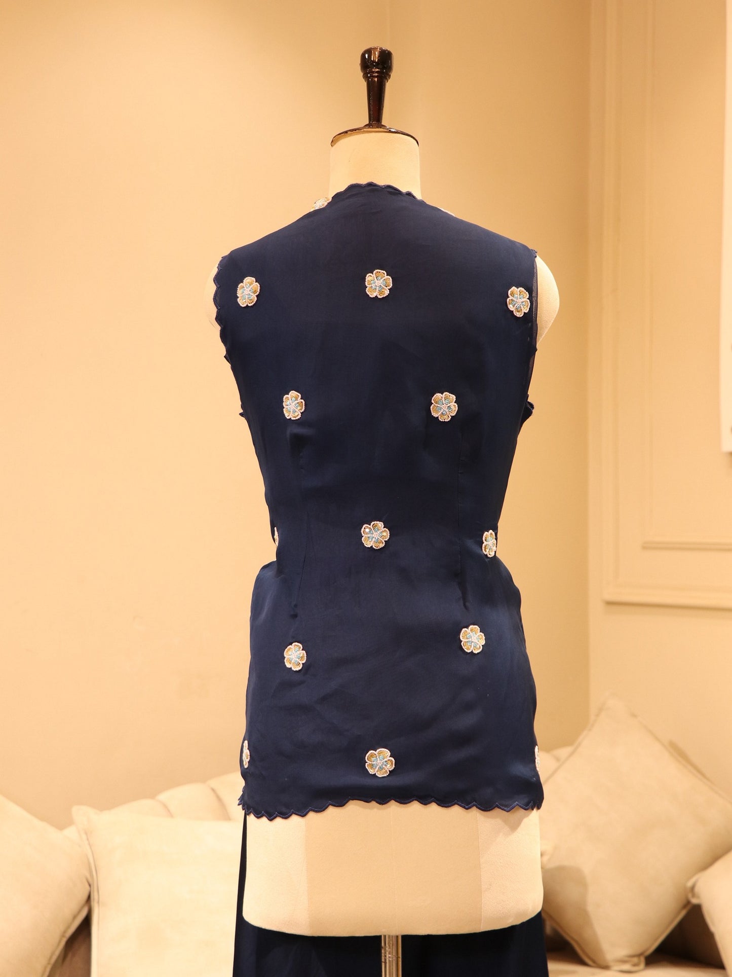 Navy blue crop plazo with shrug