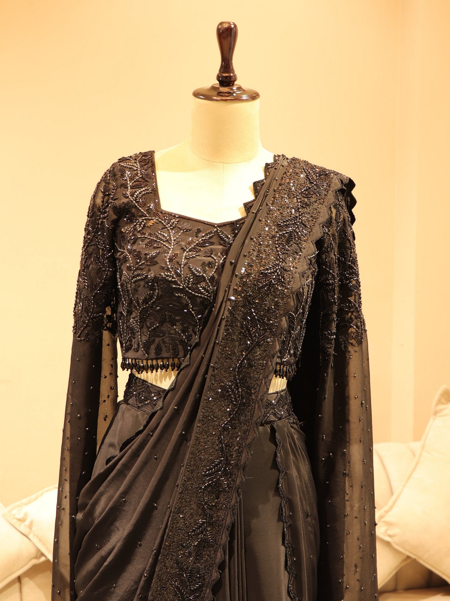 Black drape saree