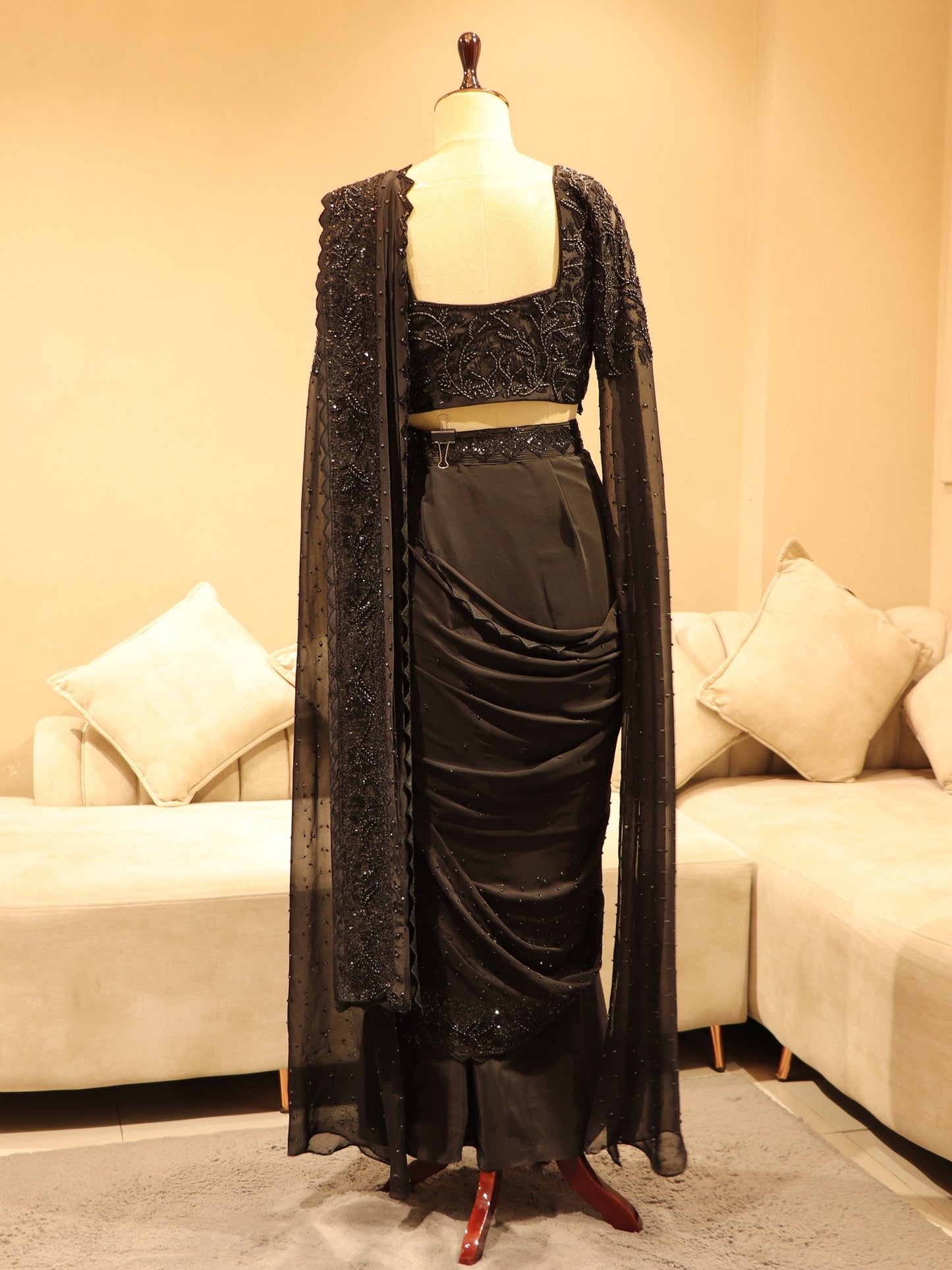 Black drape saree