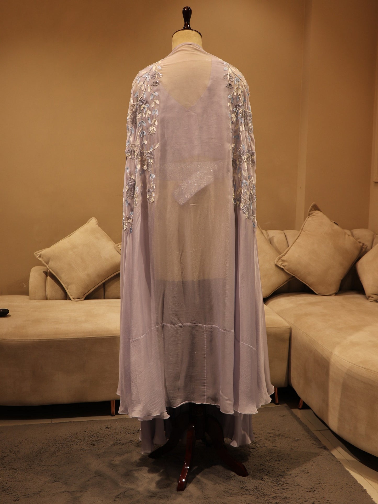 Ice blue crop top cape with skirt