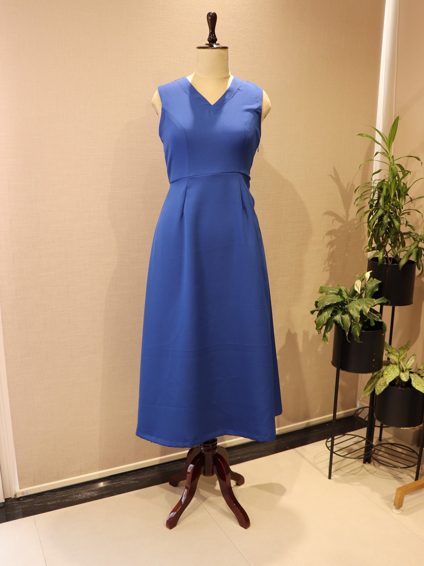 Royal blue gown with cape