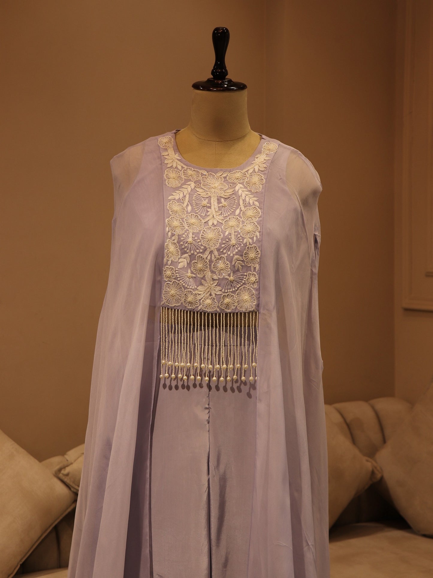 ice blue crop top with skirt cape