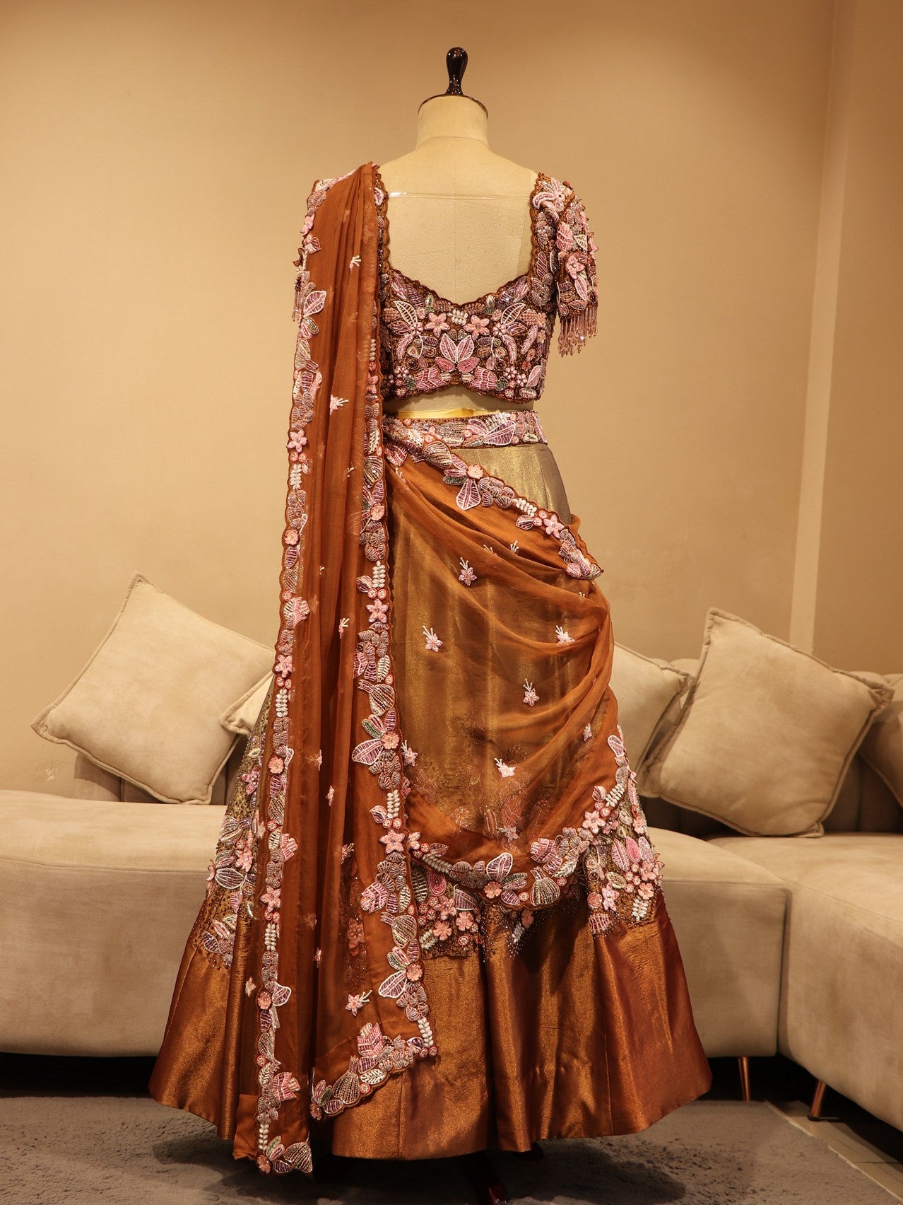 Brown beige shaded lehenga set