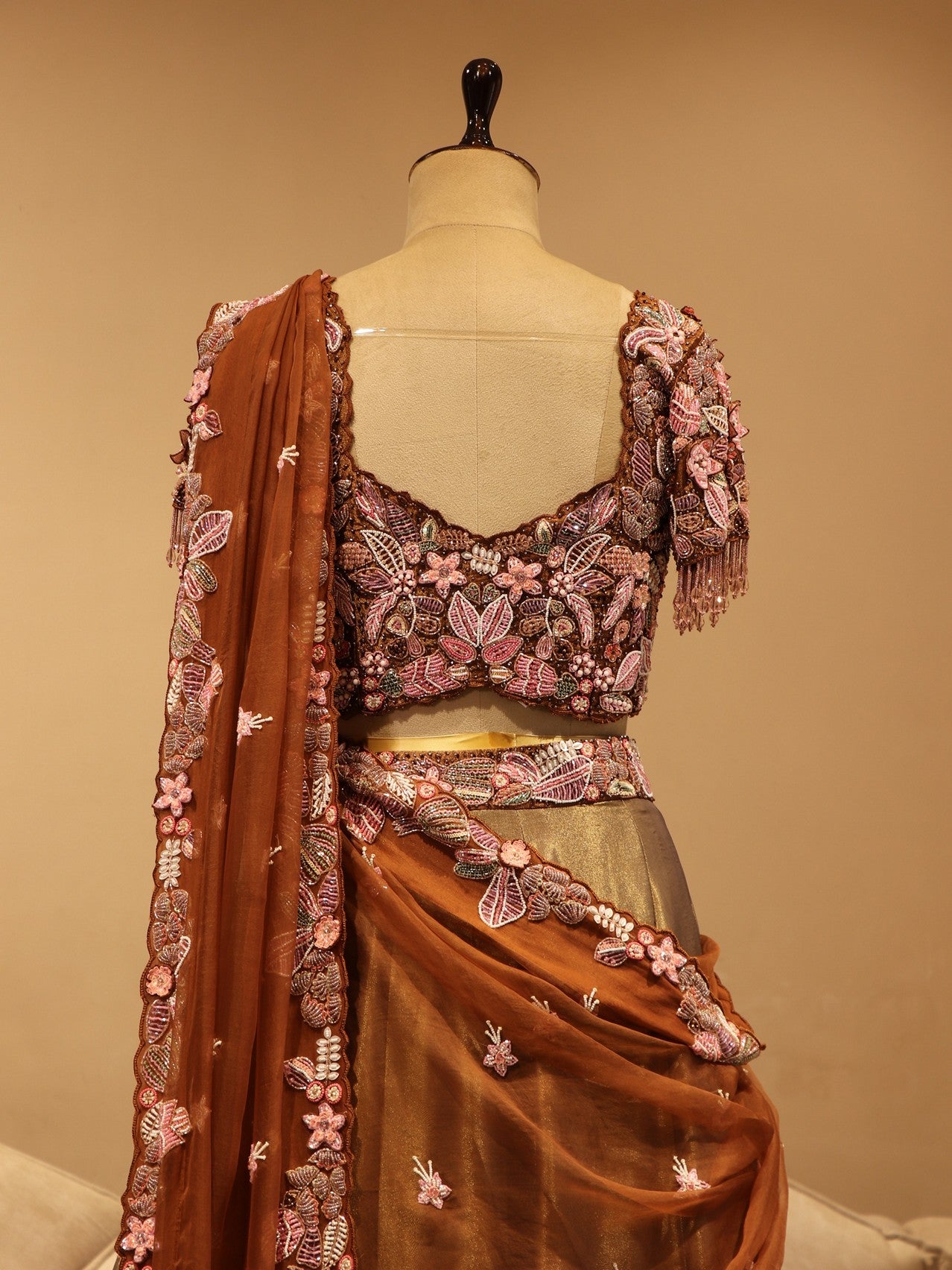 Brown beige shaded lehenga set